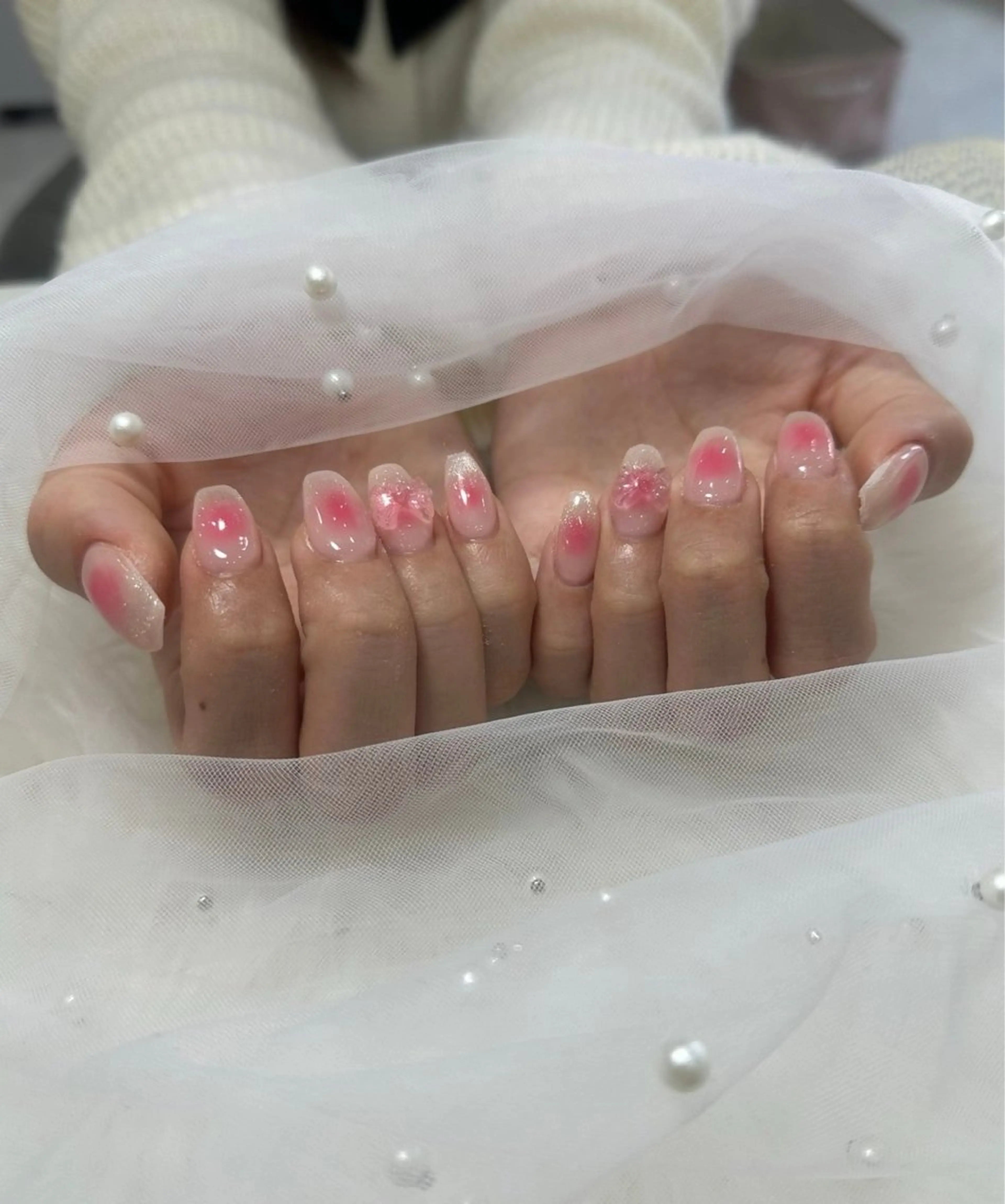 ネイル 長さ出し フットネイル ジェルネイル 韓国ネイル マグネットネイル #Amin nail salonのネイルデザイン