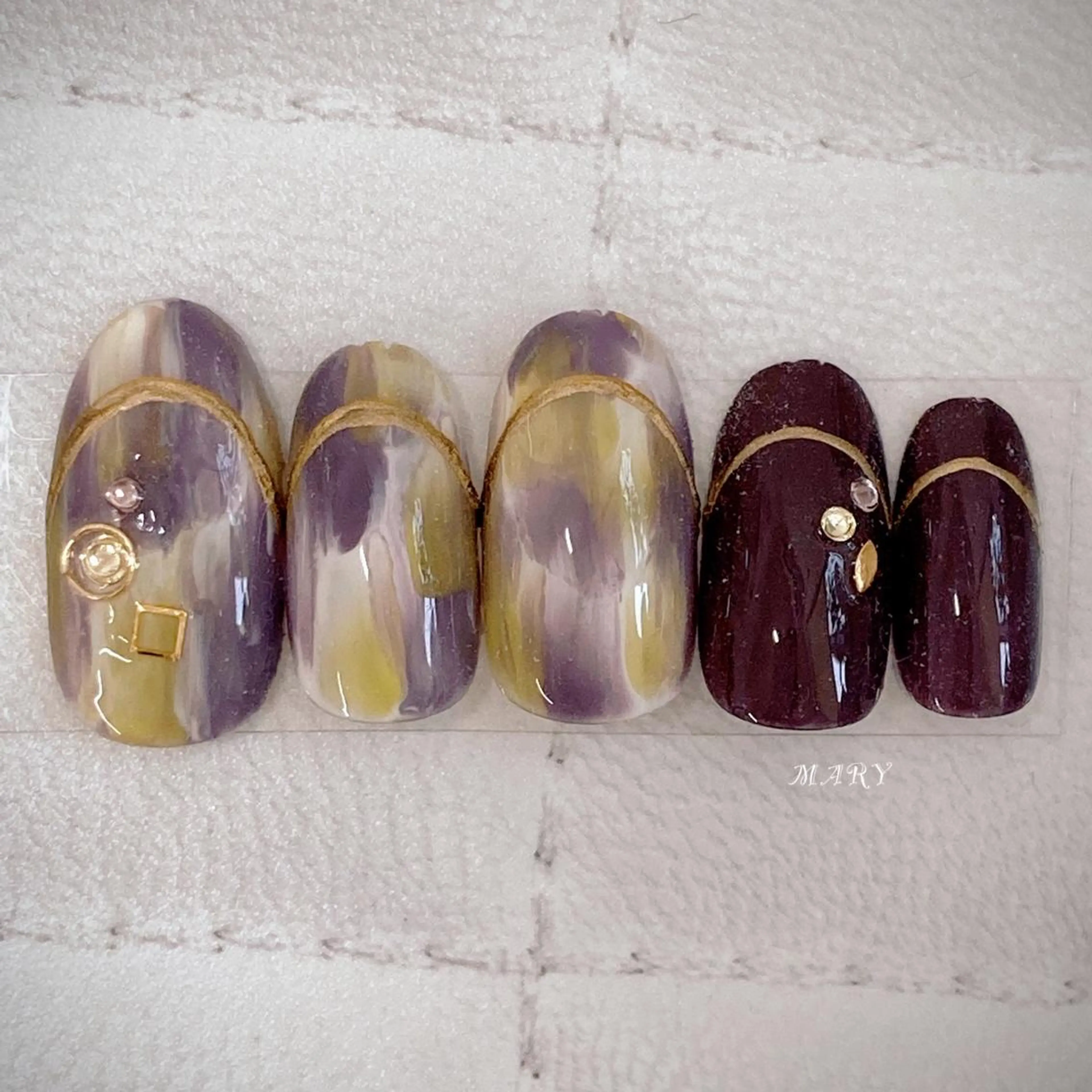 ネイル フレンチネイル ニュアンスネイル ワンカラーネイル パープル ハンドネイル Mary nail .narumiのネイルデザイン