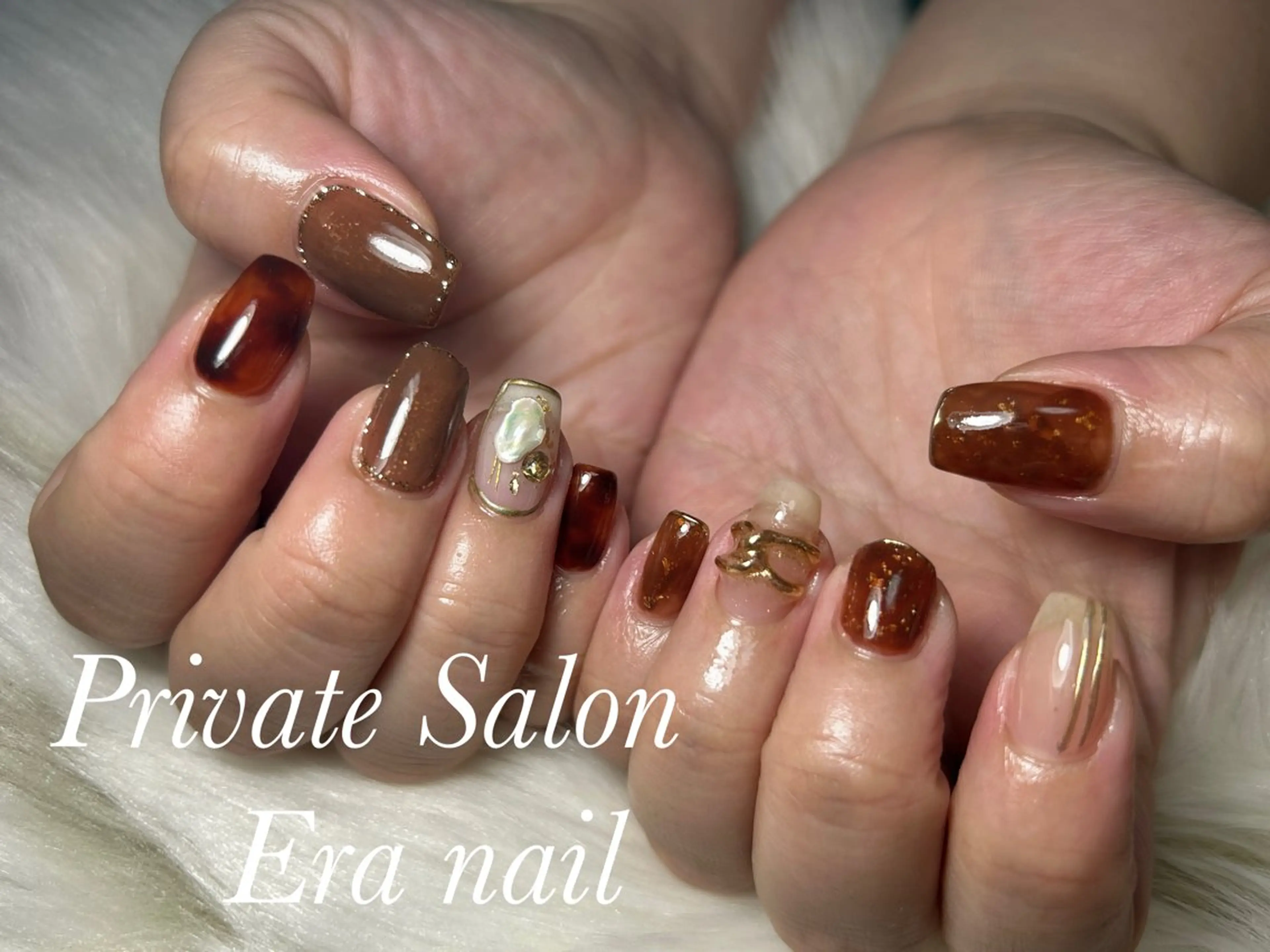 ネイル べっ甲ネイル ハンドネイル Era nailのネイルデザイン