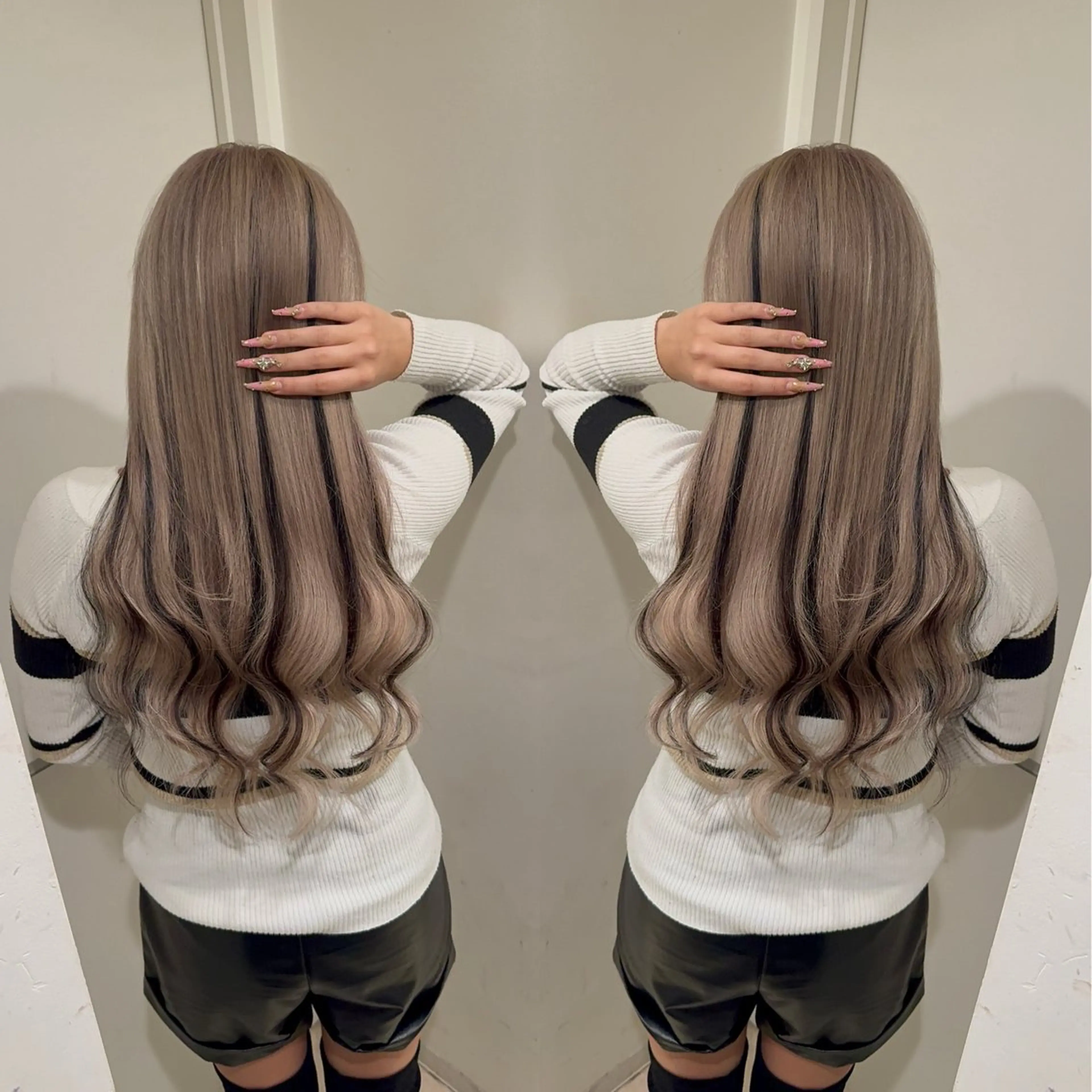 セミロング カラー ヘアアレンジ 🔥ハイトーンカラー ギャルNAOKI🔥のヘアスタイル