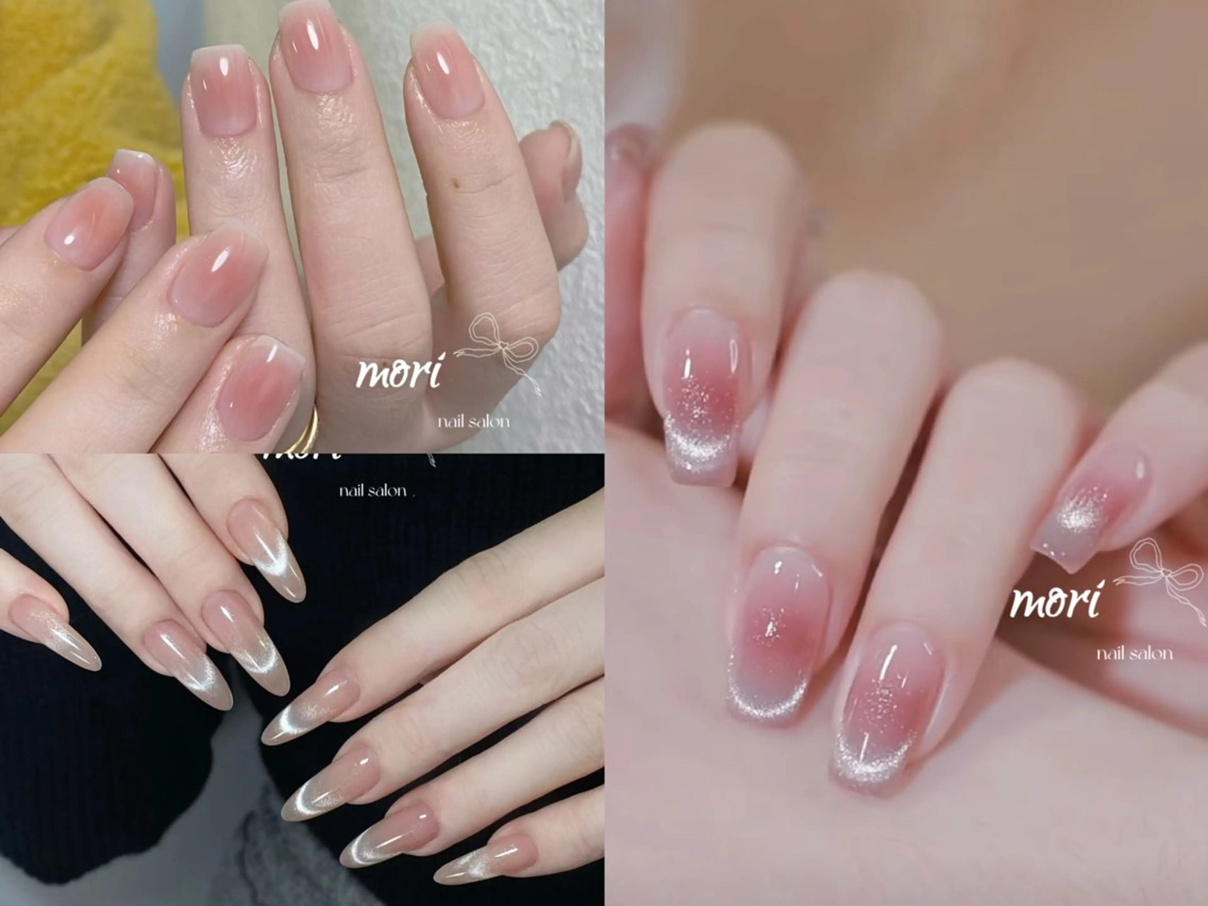 【初回、自店ソフトジェルオフ無料】ワンホンチークネイルマグネットフレンチ¥8980の写真