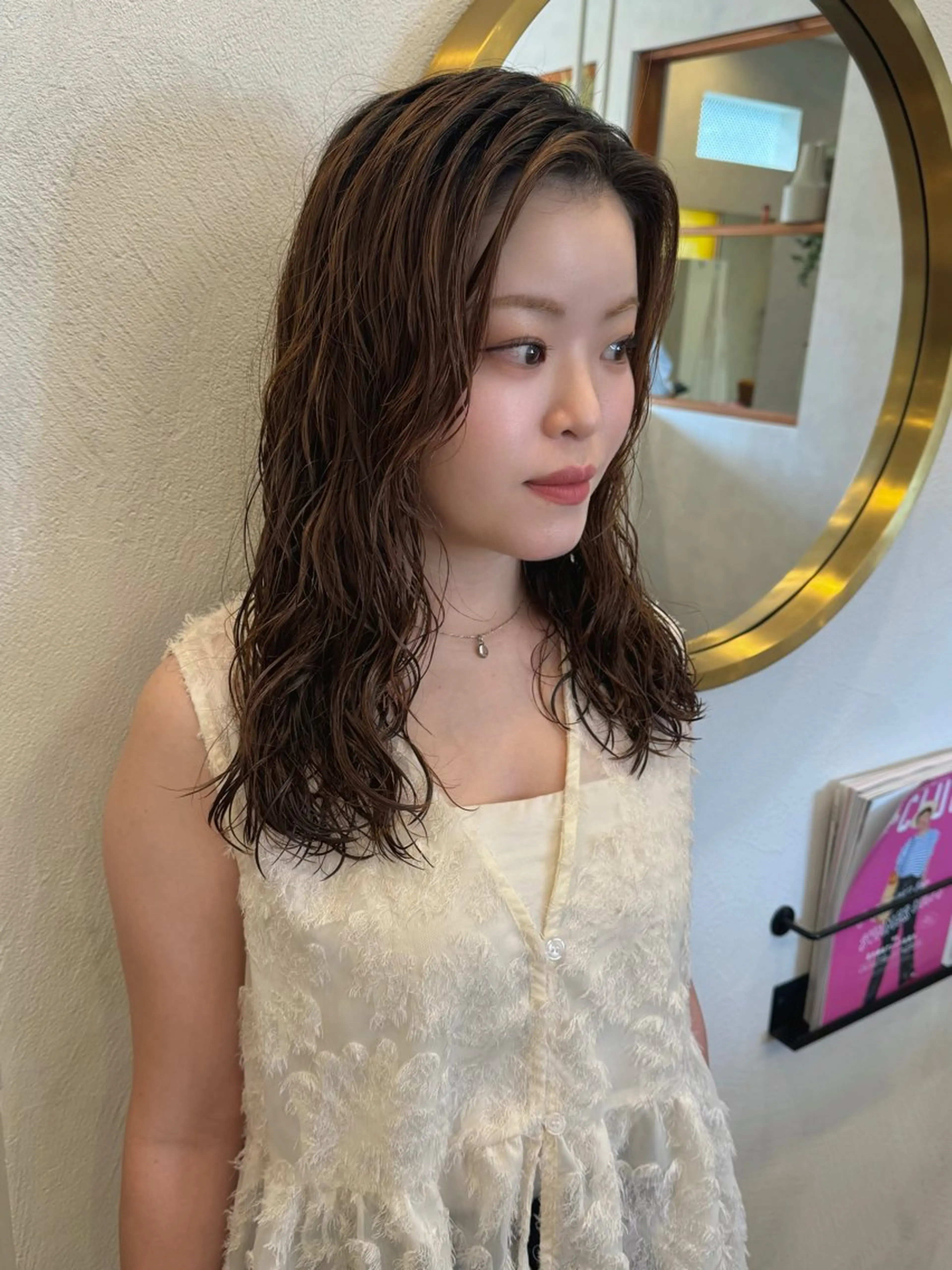 セミロング パーマ セミロングパーマ カット パーマ トリートメント kako ／透明感カラー🤍のヘアスタイル