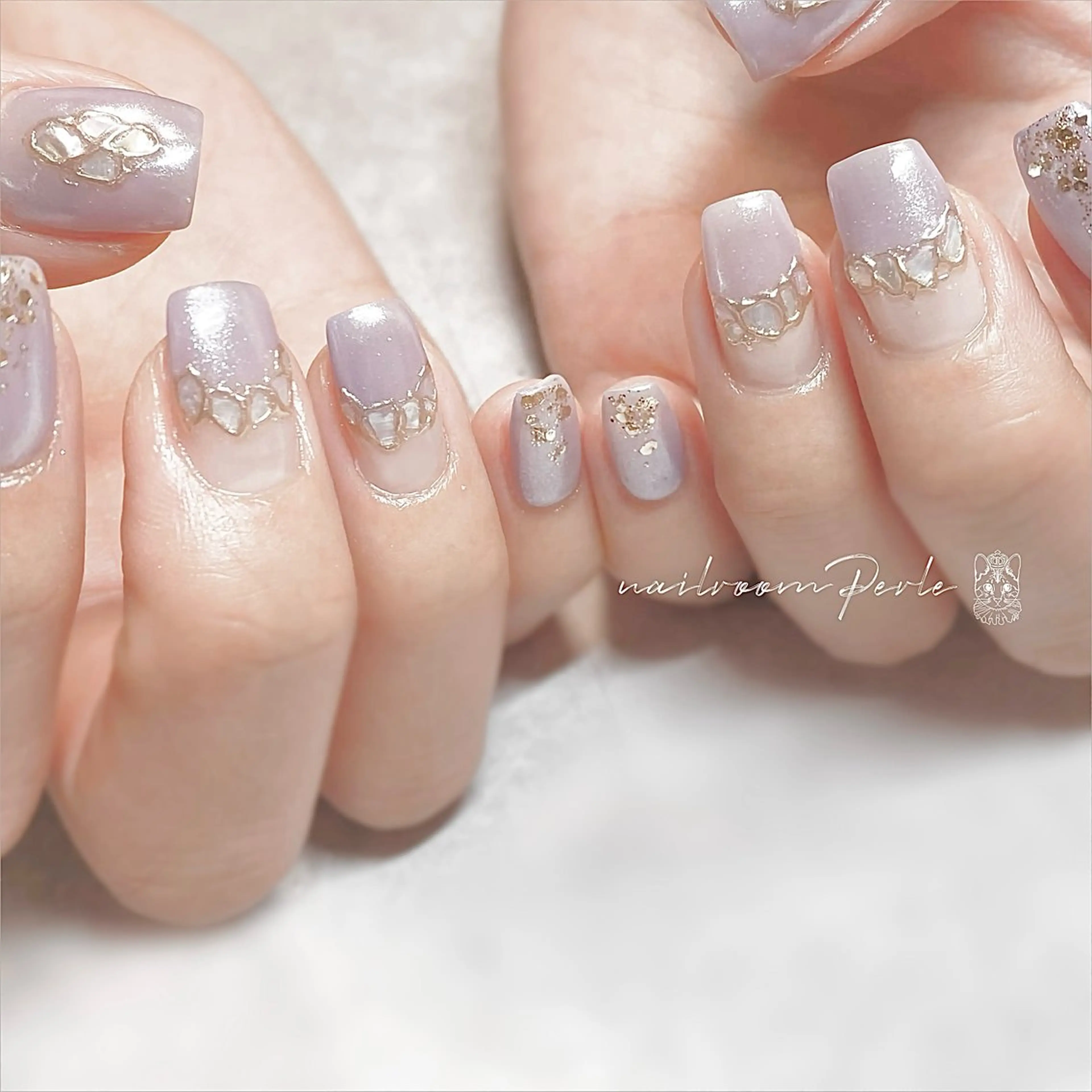 ネイル パープル ハンドネイル nail room Perleのネイルデザイン