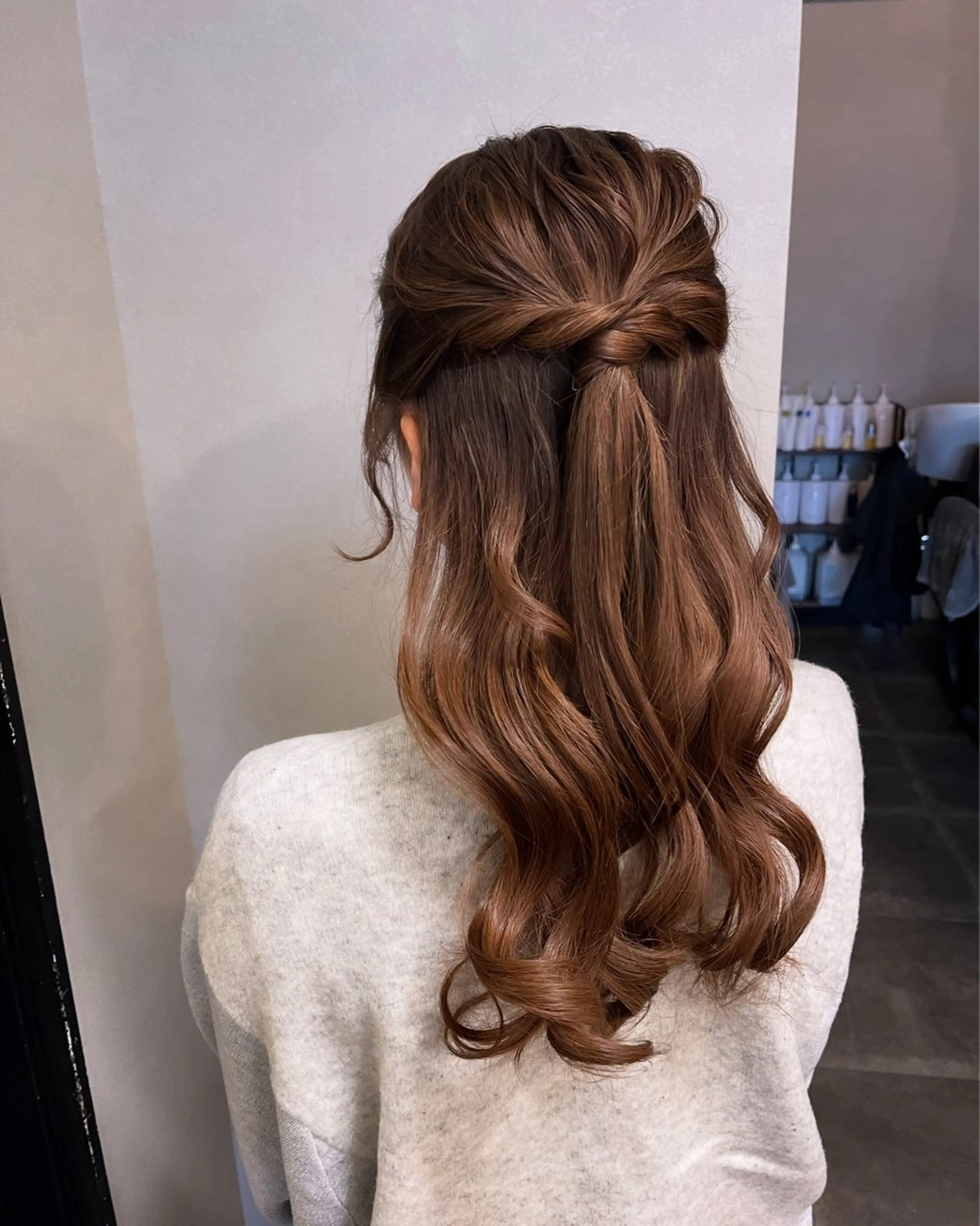 ロング ヘアアレンジ ハーフアップ 愛　莉/大阪美容室 /ケア・艶カラーのヘアスタイル