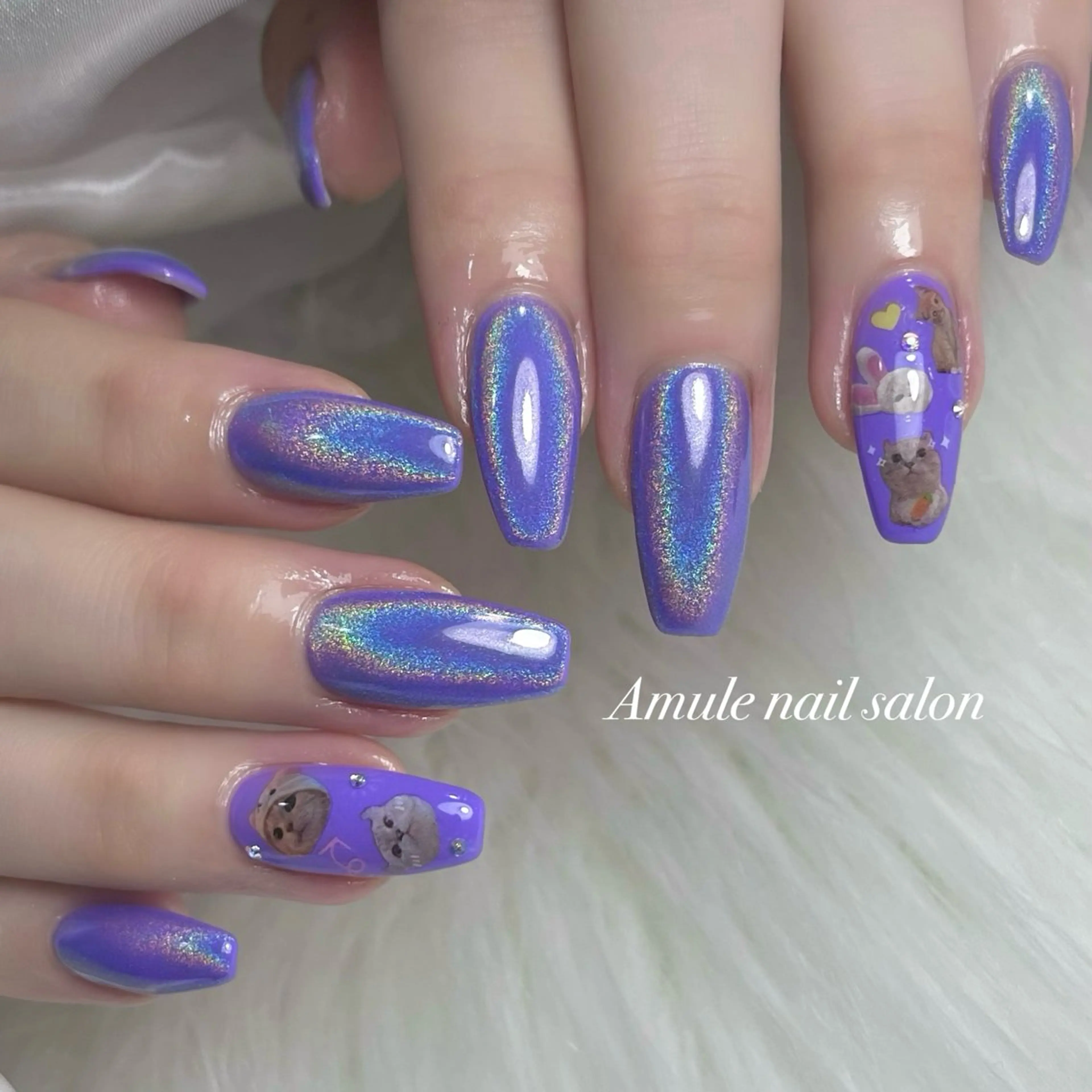 ネイル パープル ハンドネイル Amule nailsalonのネイルデザイン
