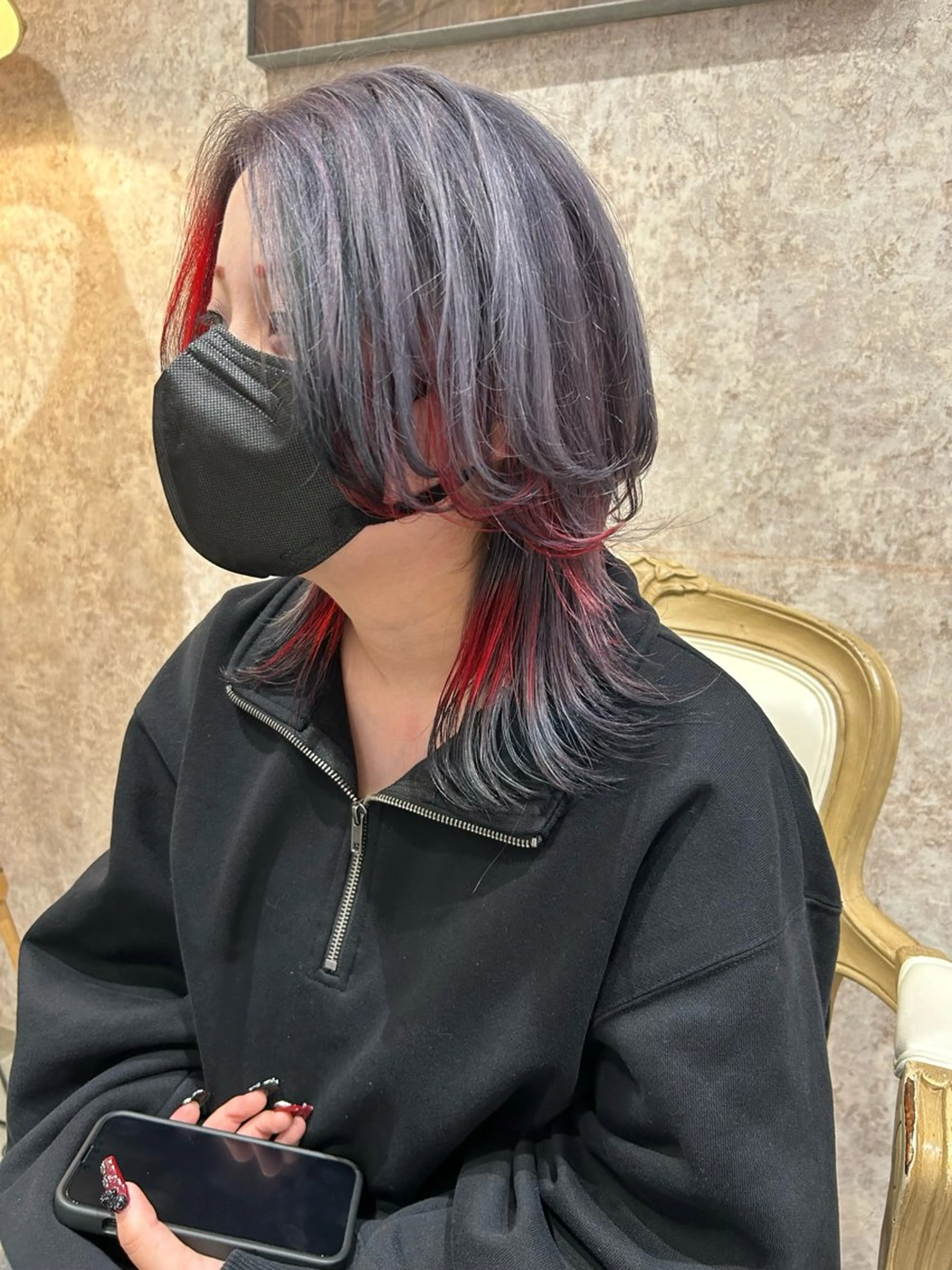 ミディアム カラー デザインカラー Kobayashi ハイライト/ショートのヘアスタイル