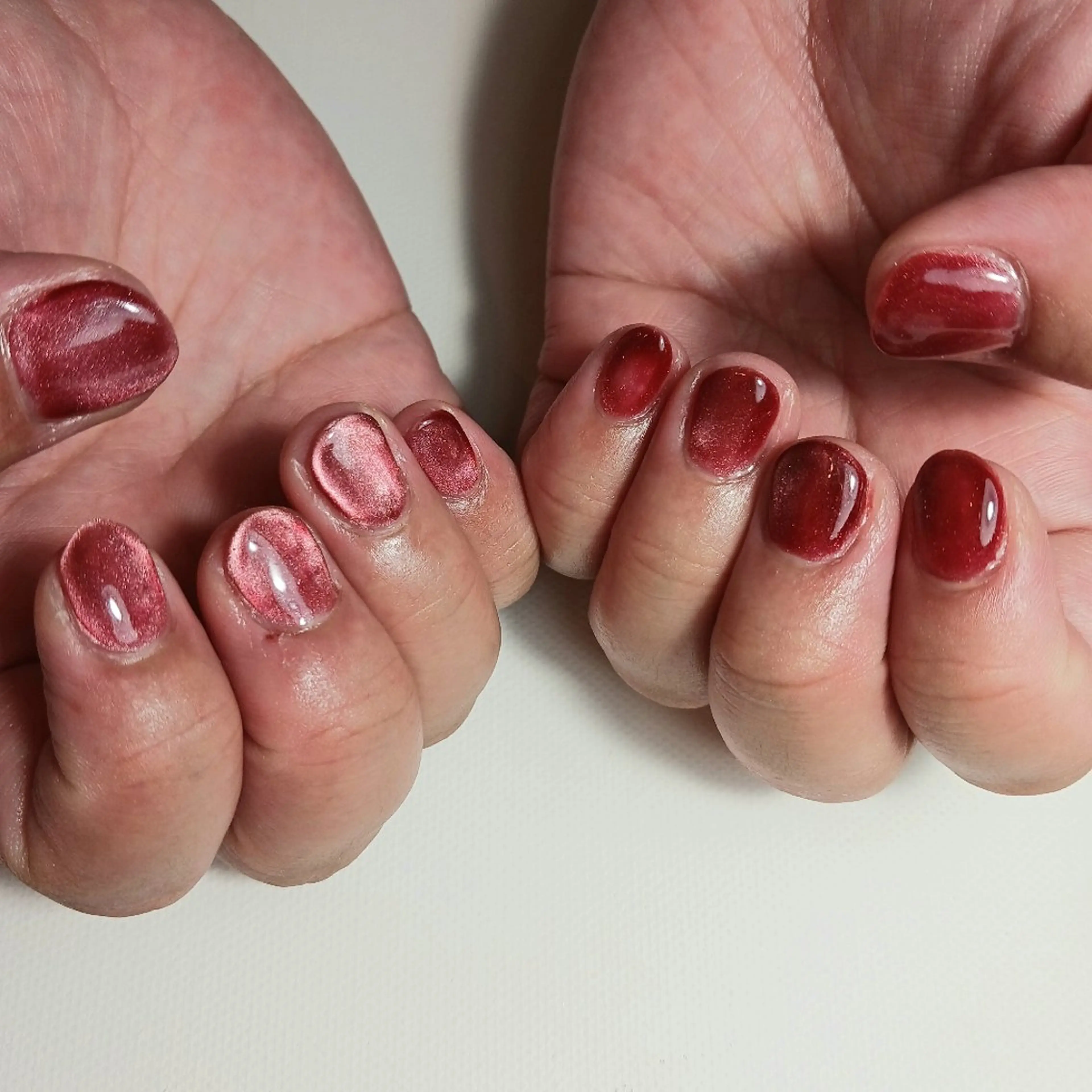 ネイル ボルドー ジェルネイル キラキラネイル マグネットネイル 持ち込み ハンドネイル owlnail /持込みデザイン専門のネイルデザイン