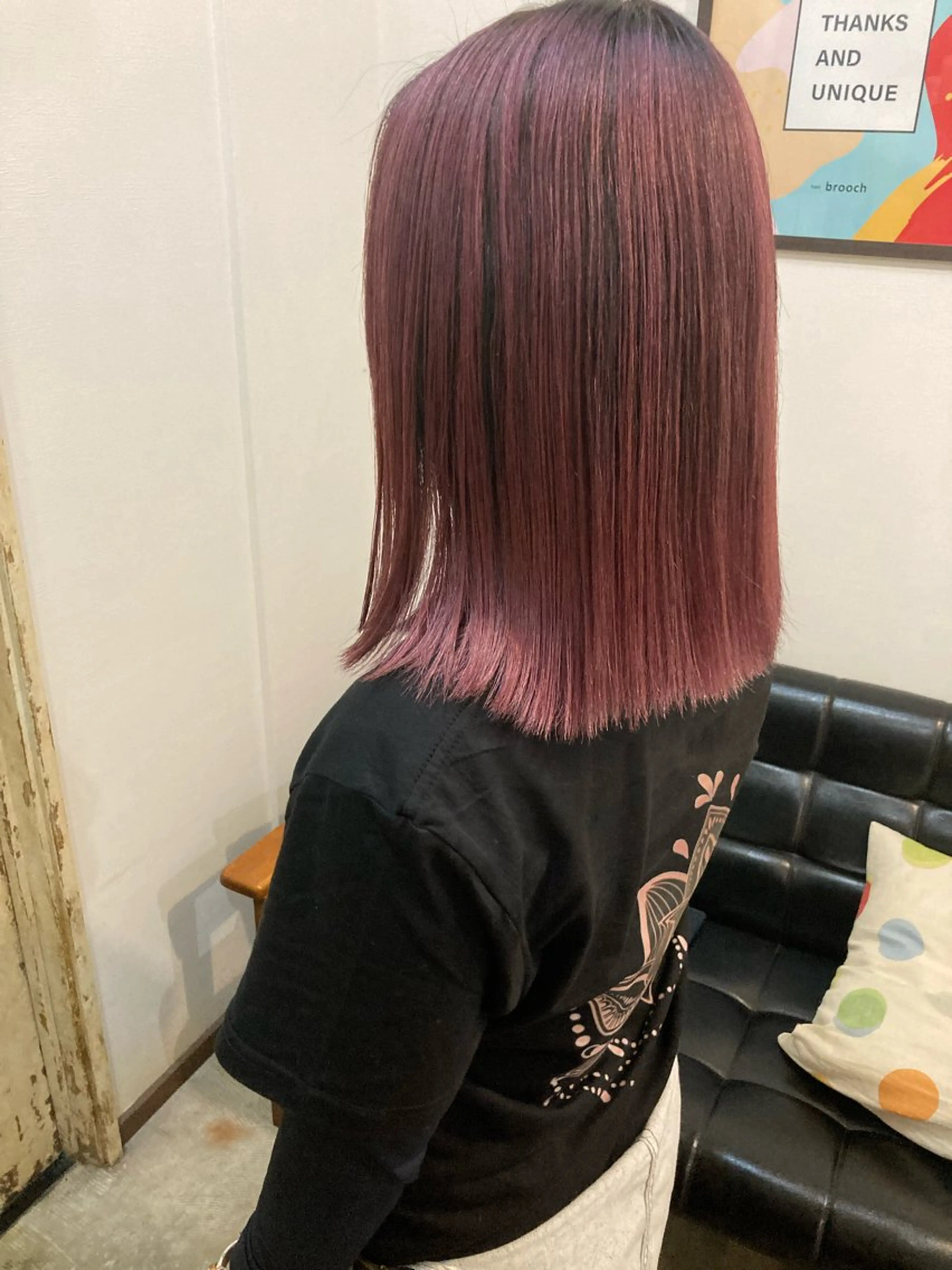 ミディアム カラー バレイヤージュ ピンクカラー レイヤーカット ヘアカラー ハイトーン 清水/草薙/kanaのヘアスタイル