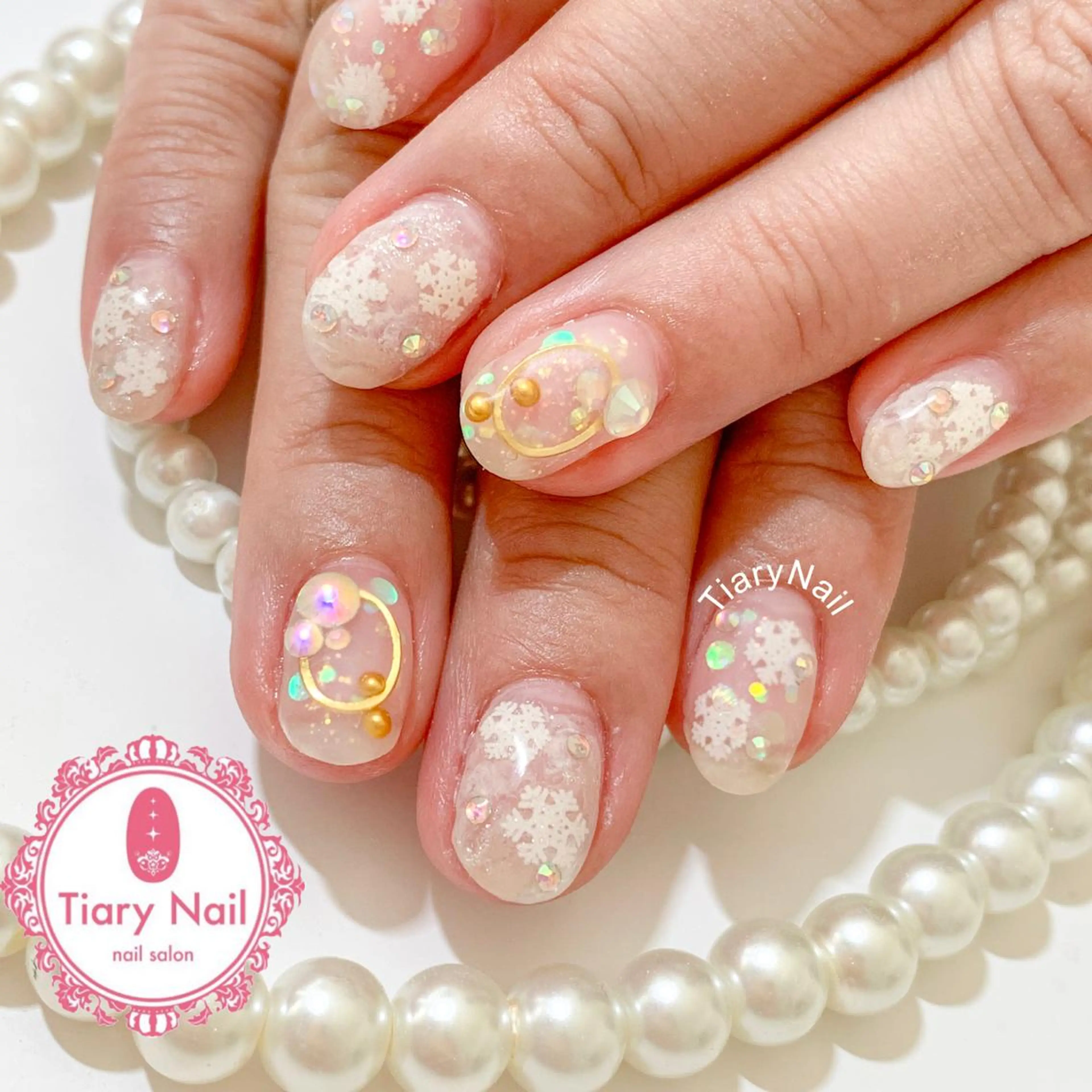 ネイル 桜ネイル 成人式 オフィスネイル ハンドネイル 💗🪽Tiary Nail🪽💗のネイルデザイン