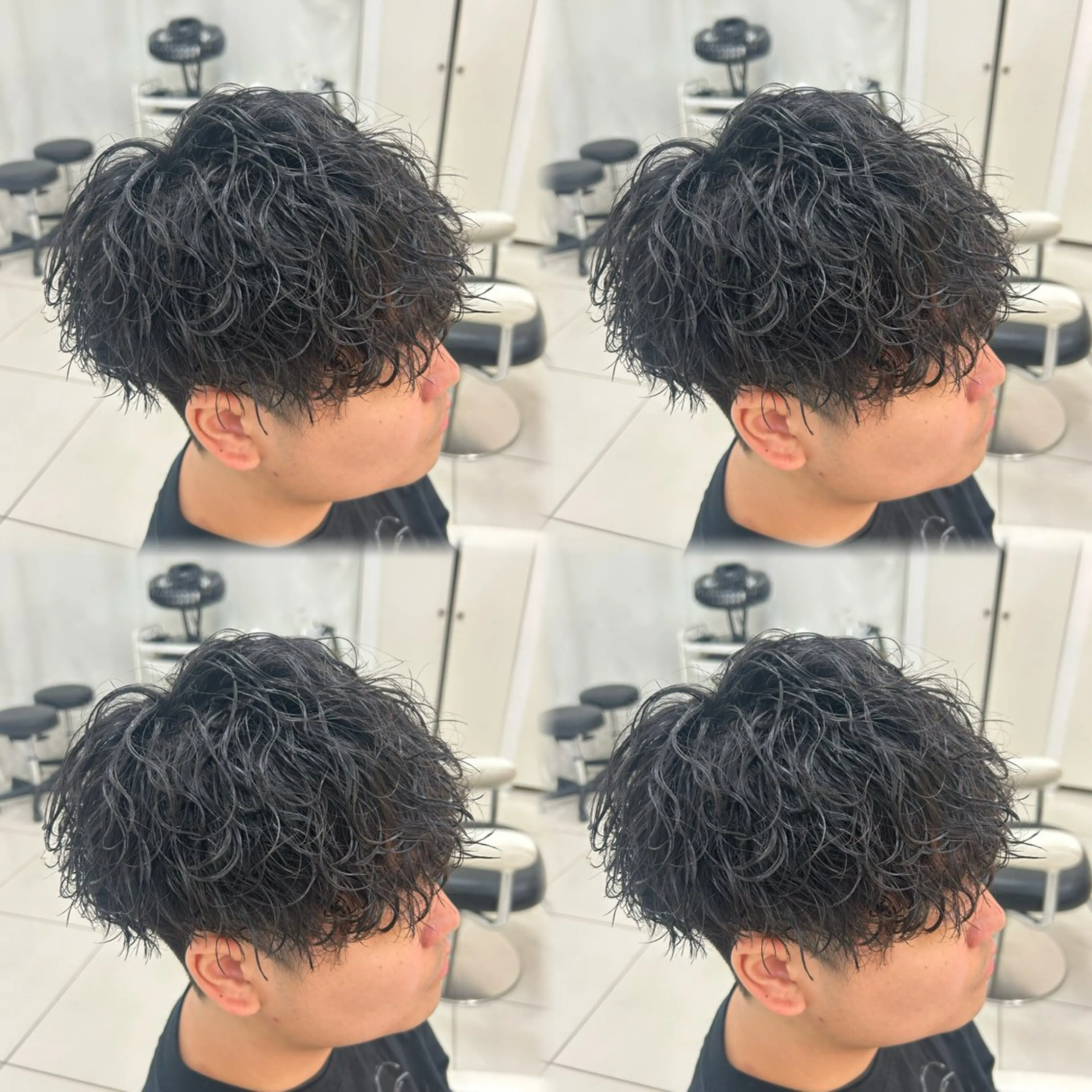 ミディアム パーマ メンズ ミディアムパーマ センターパート フェードカット フェザーパーマ カルマパーマ 髪質改善/艶カラー/ メンズパーマ/鈴木のヘアスタイル