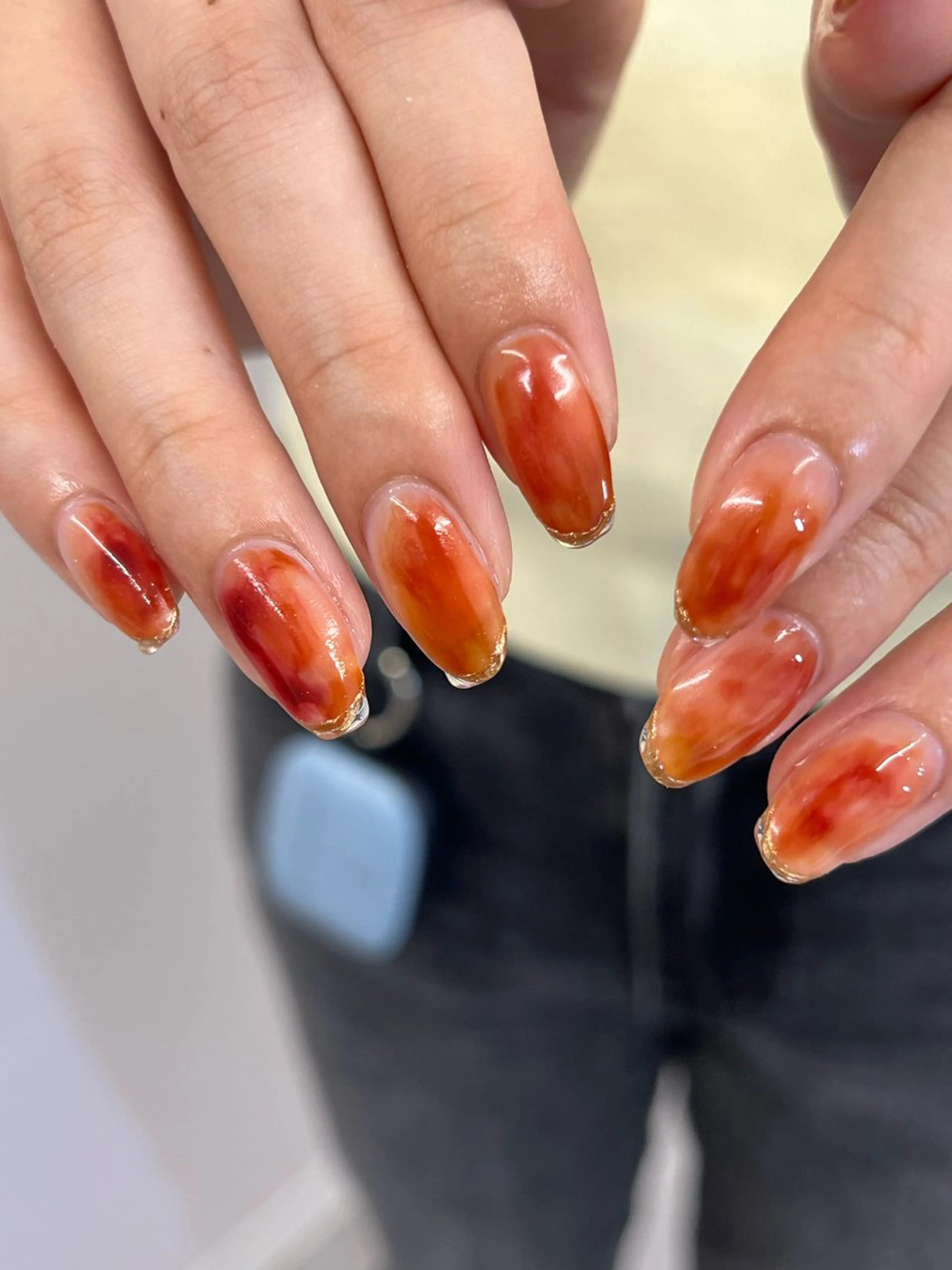 ネイル ボルドー ジェルネイル ゴールド マグネットネイル ニュアンスネイル ハンドネイル ハンドケア Bana_ Nailのネイルデザイン