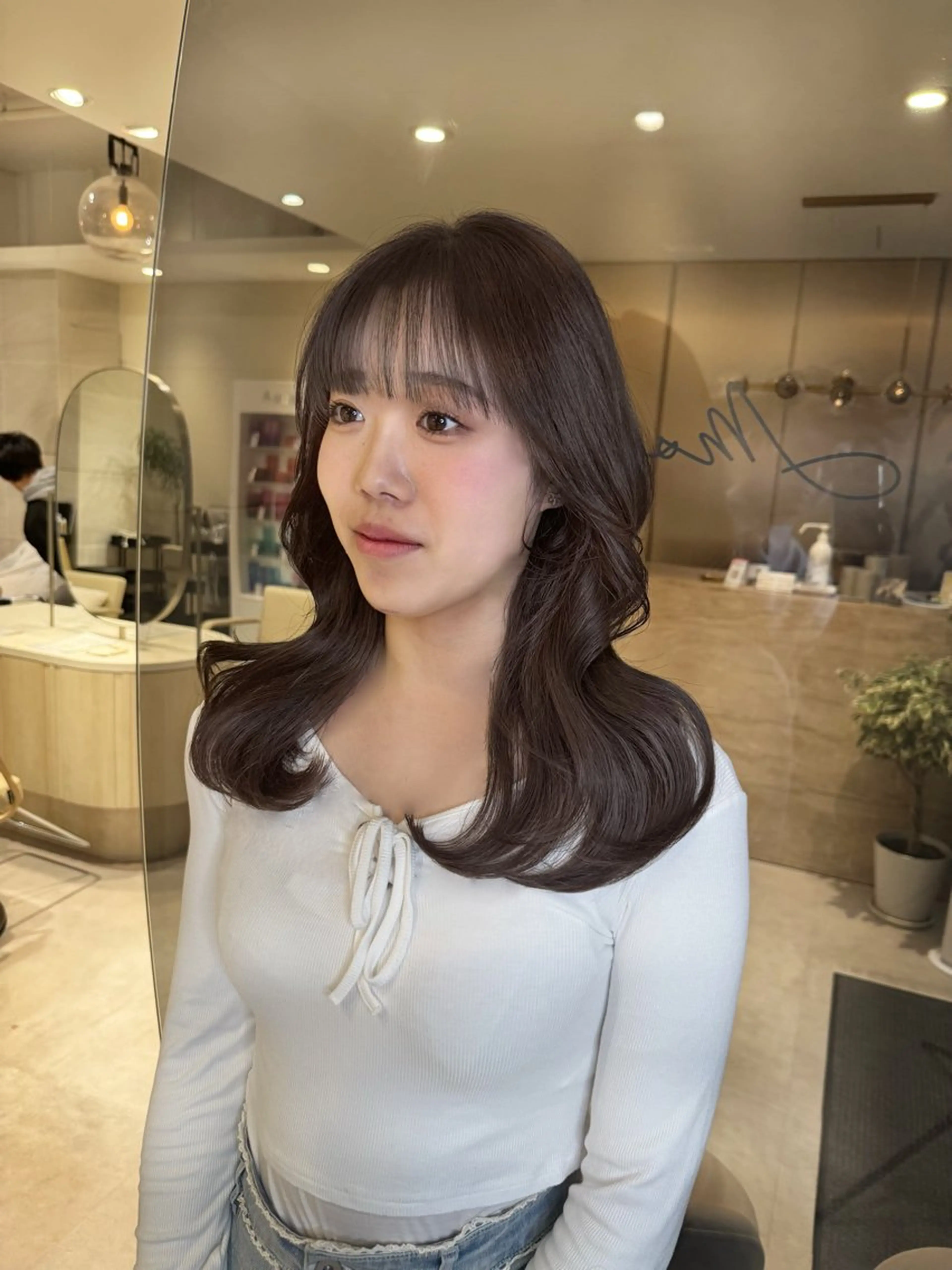 セミロング カラー カット ヘアカラー トリートメント 韓国/レイヤーカット 顔周り/廣瀬達哉のヘアスタイル