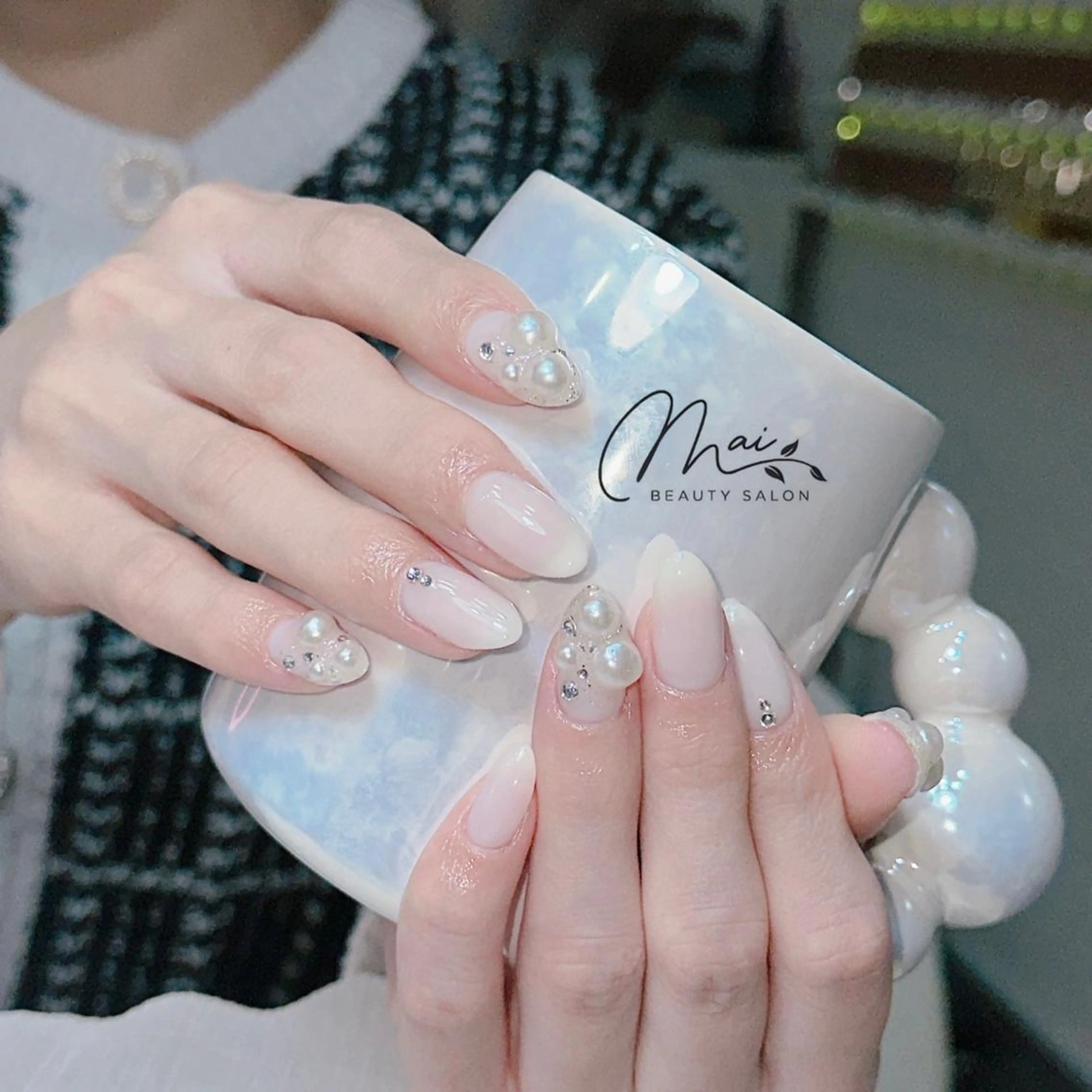 ネイル オーロラネイル チークネイル 長さ出し フラッシュネイル フットネイル MaiBeauty HaNaのネイルデザイン