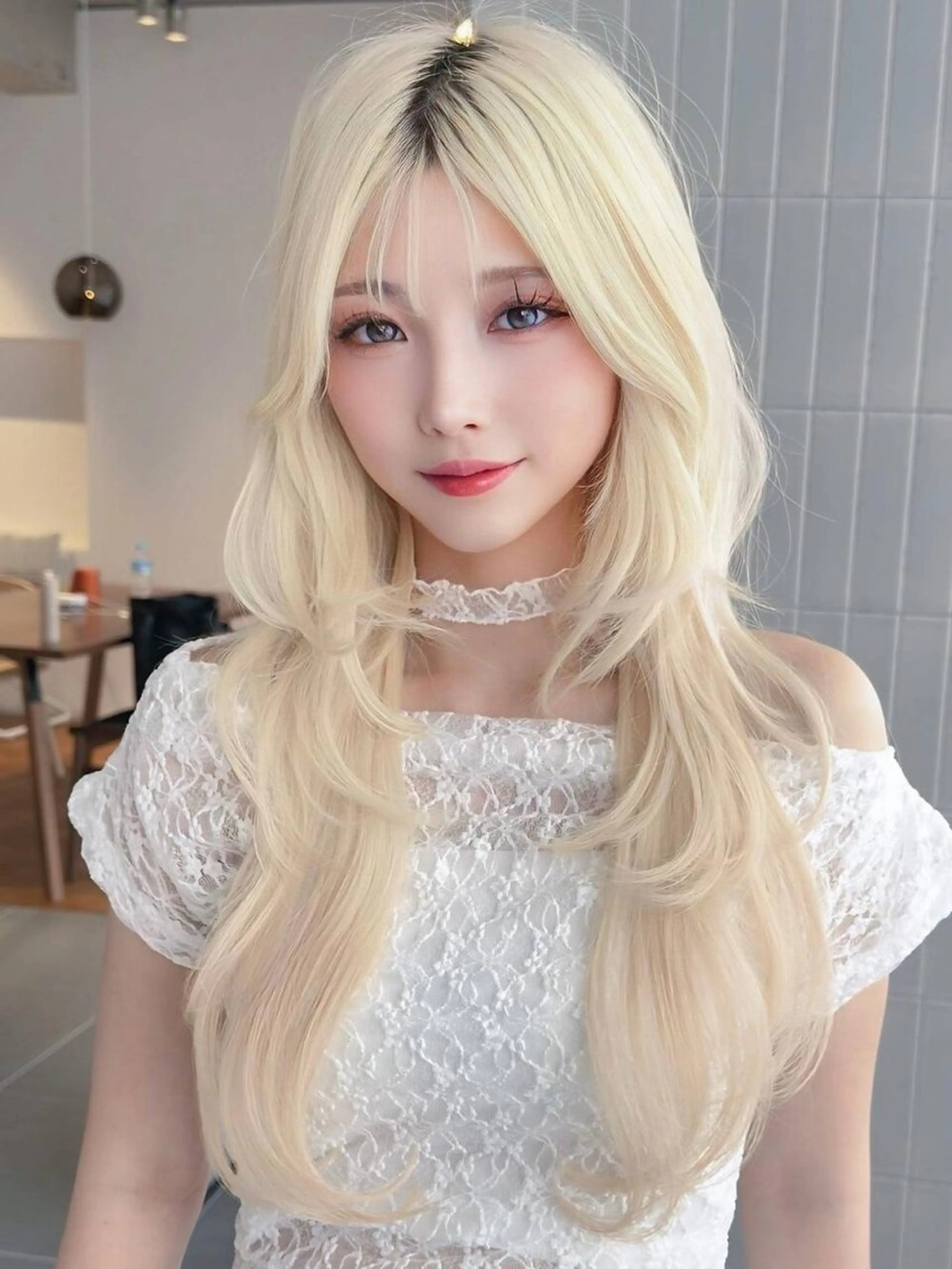ロング カット ヘアカラー トリートメント 寒河江 実夢のヘアスタイル