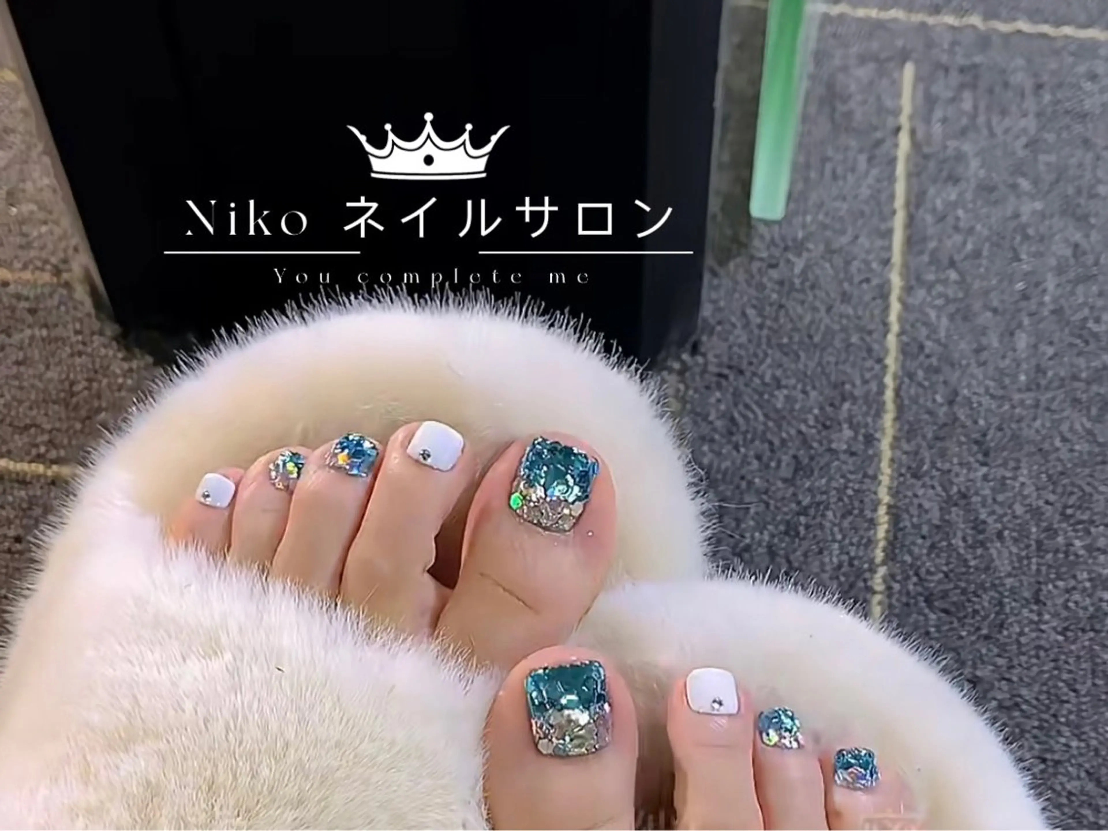 ネイル 長さ出し フットネイル フレンチネイル ジェルネイル 韓国ネイル Niko nailサロンのネイルデザイン