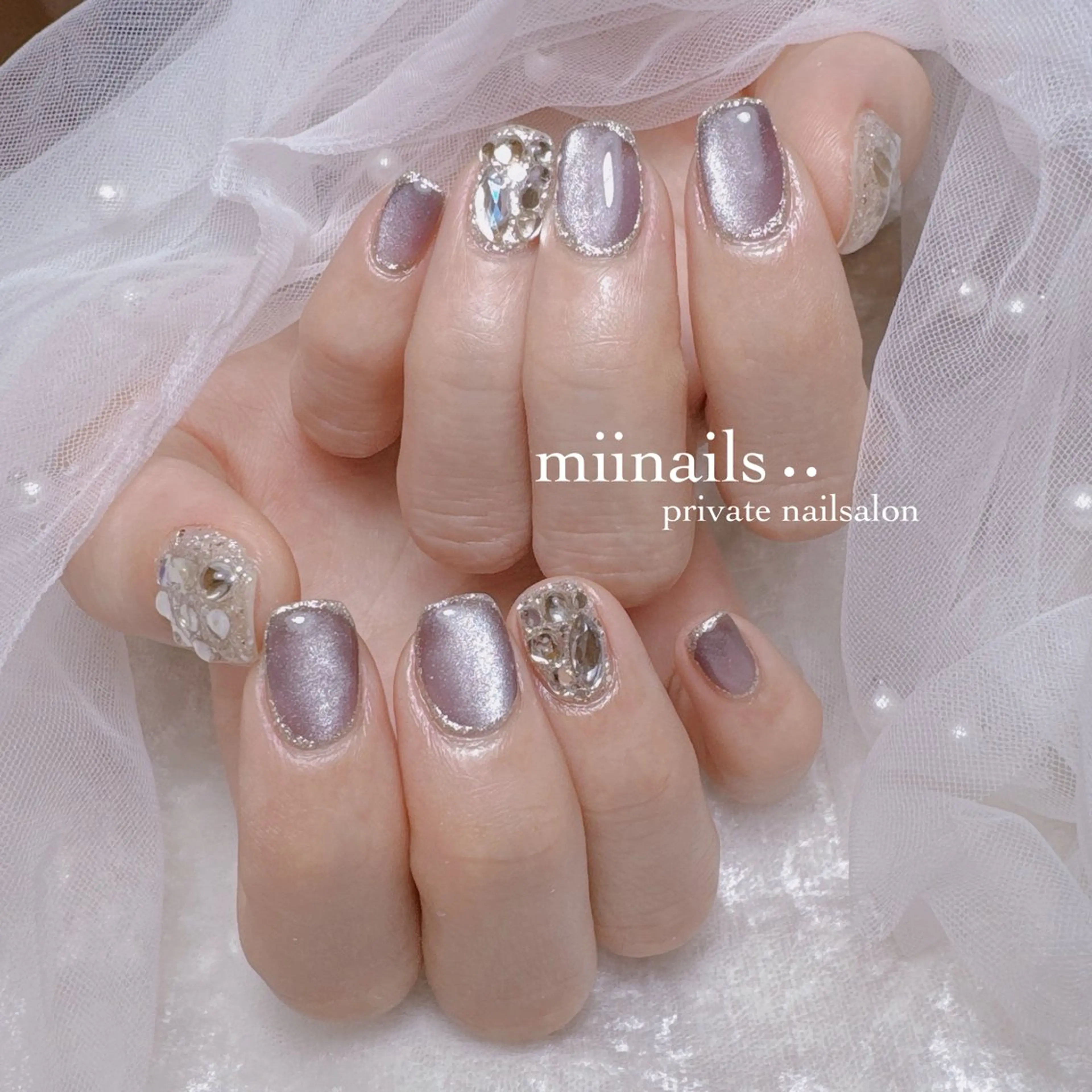 ネイル 韓国ネイル マグネットネイル ワンホンネイル ハンドネイル nailsalon miinailsのネイルデザイン