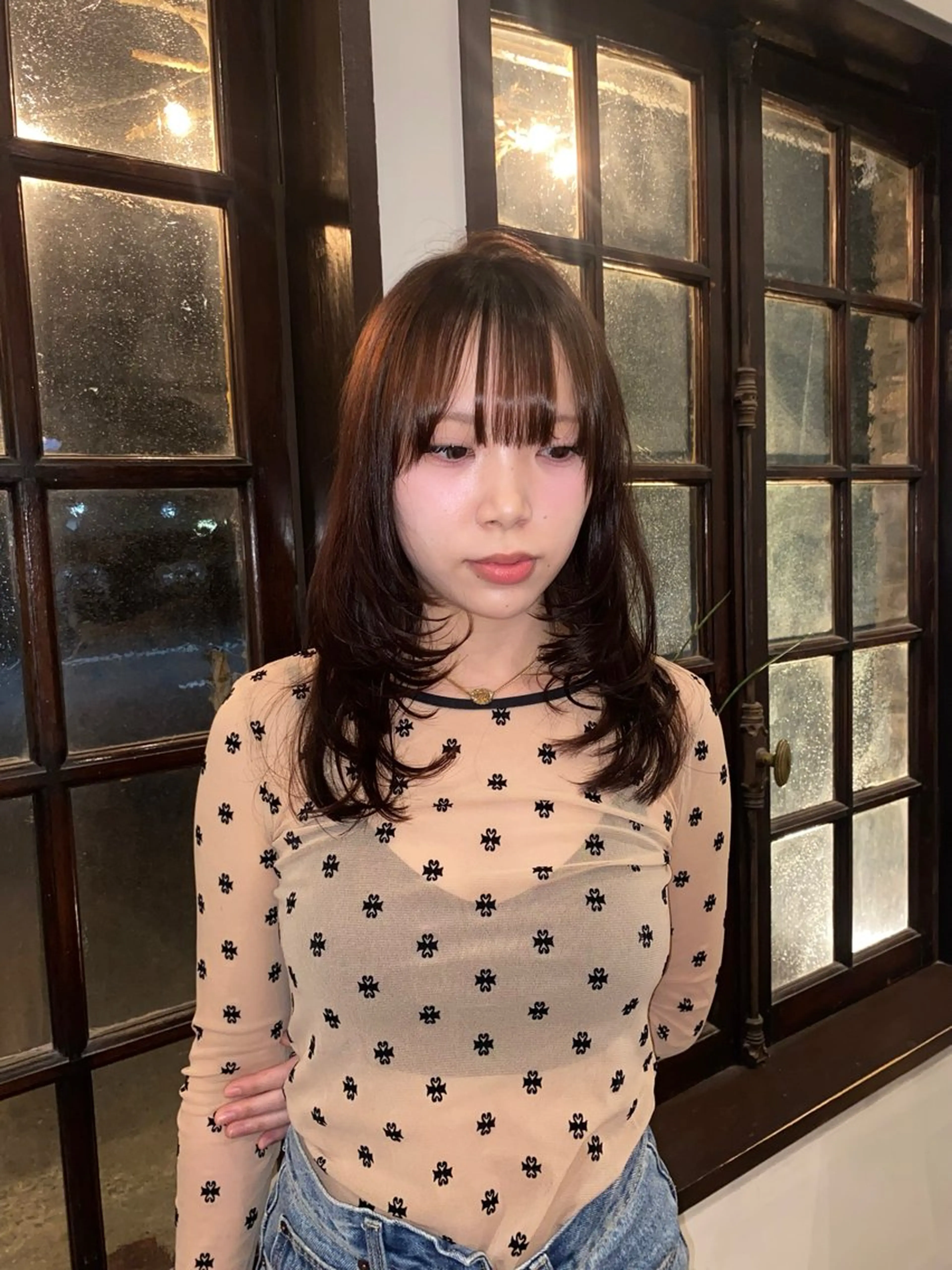 セミロング 顔周りカット カット ヘアカラー elk ANZU🎀のヘアスタイル