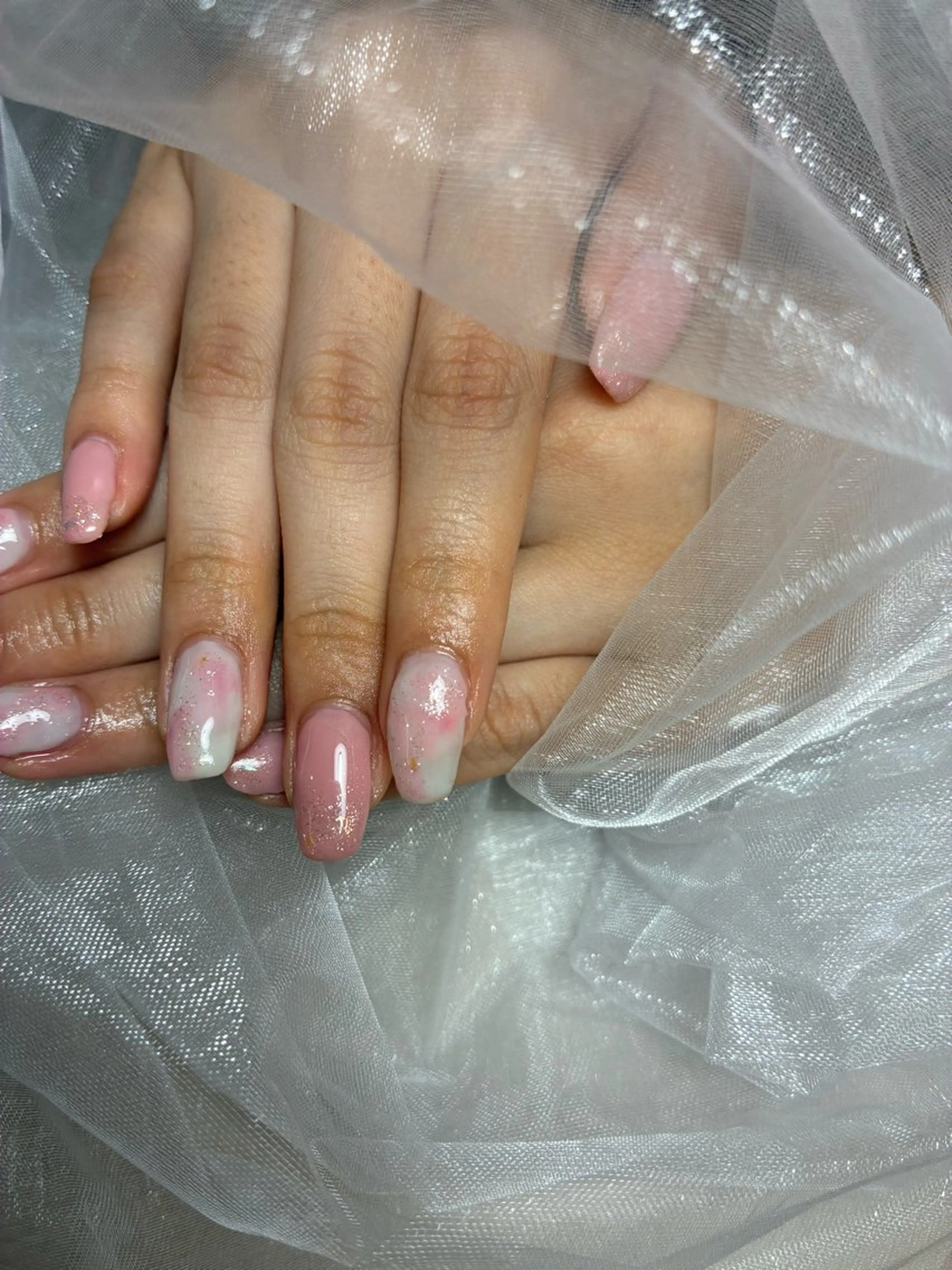 ネイル キラキラネイル ニュアンスネイル ピンク ハンドネイル addition スタッフReikoのネイルデザイン