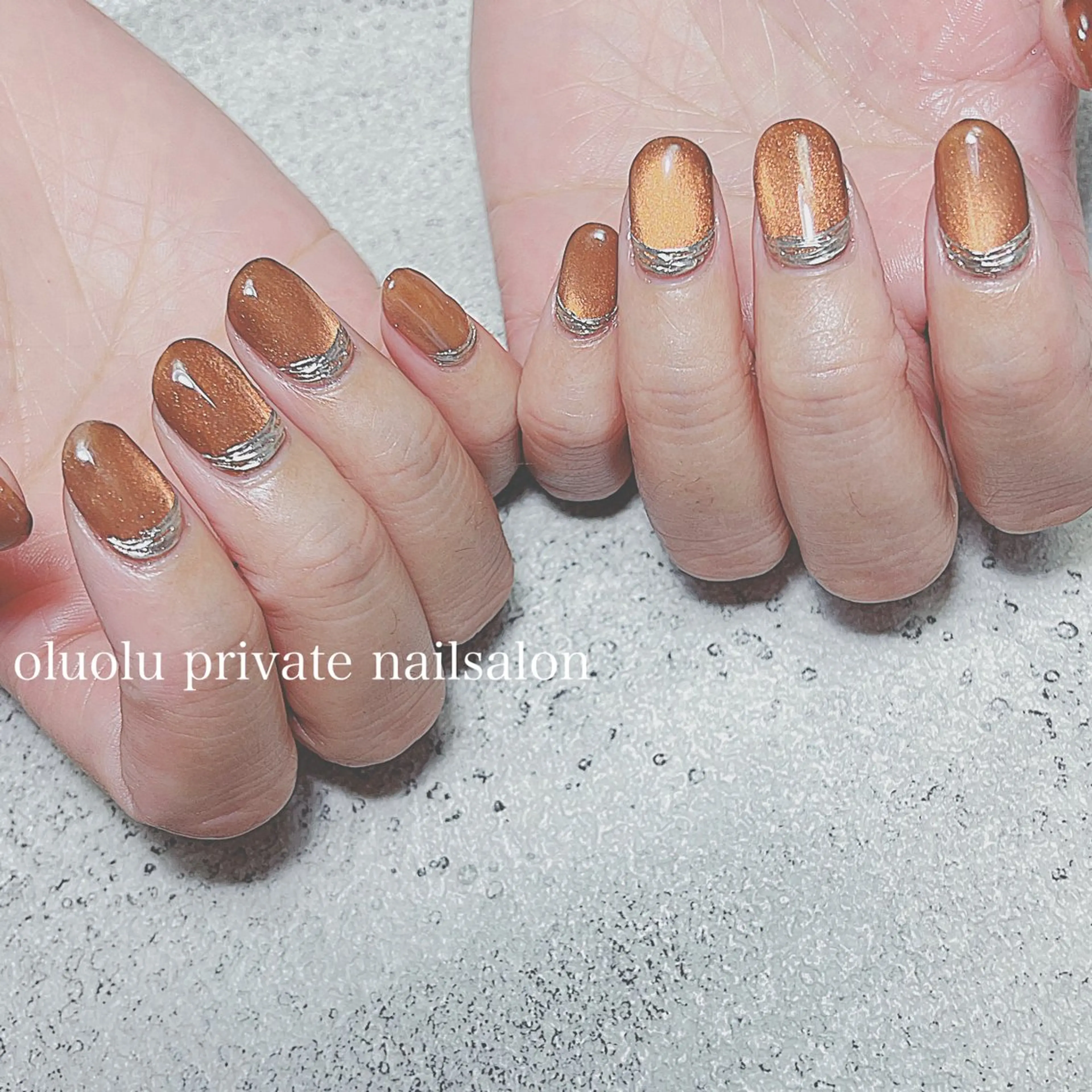 ネイル アートネイル ブラウン フットネイル マグネットネイル ミラーネイル 大村 紬華のネイルデザイン