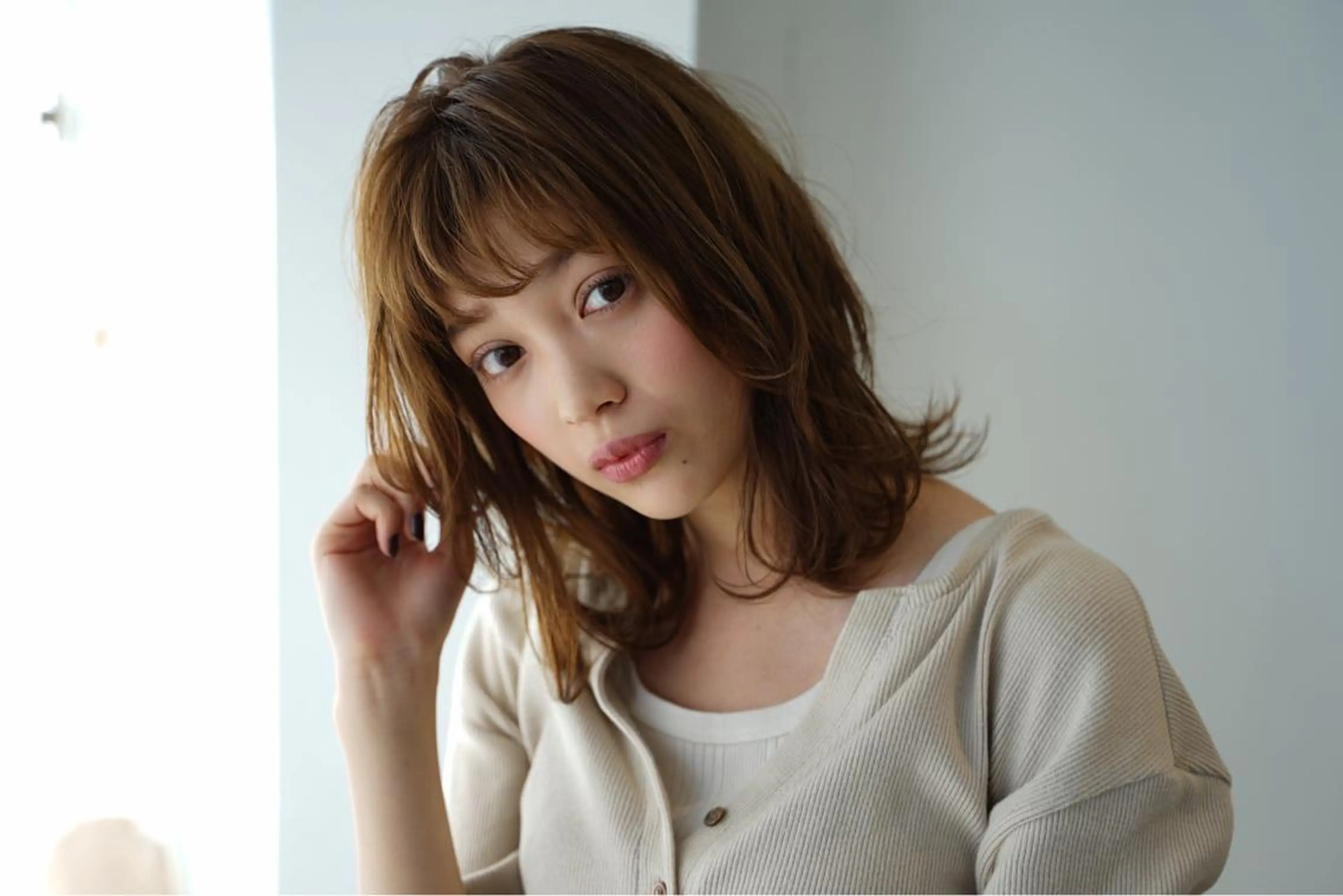 セミロング カラー パーマ ヘアアレンジ 暖色ボブ 🍊rikakoのヘアスタイル