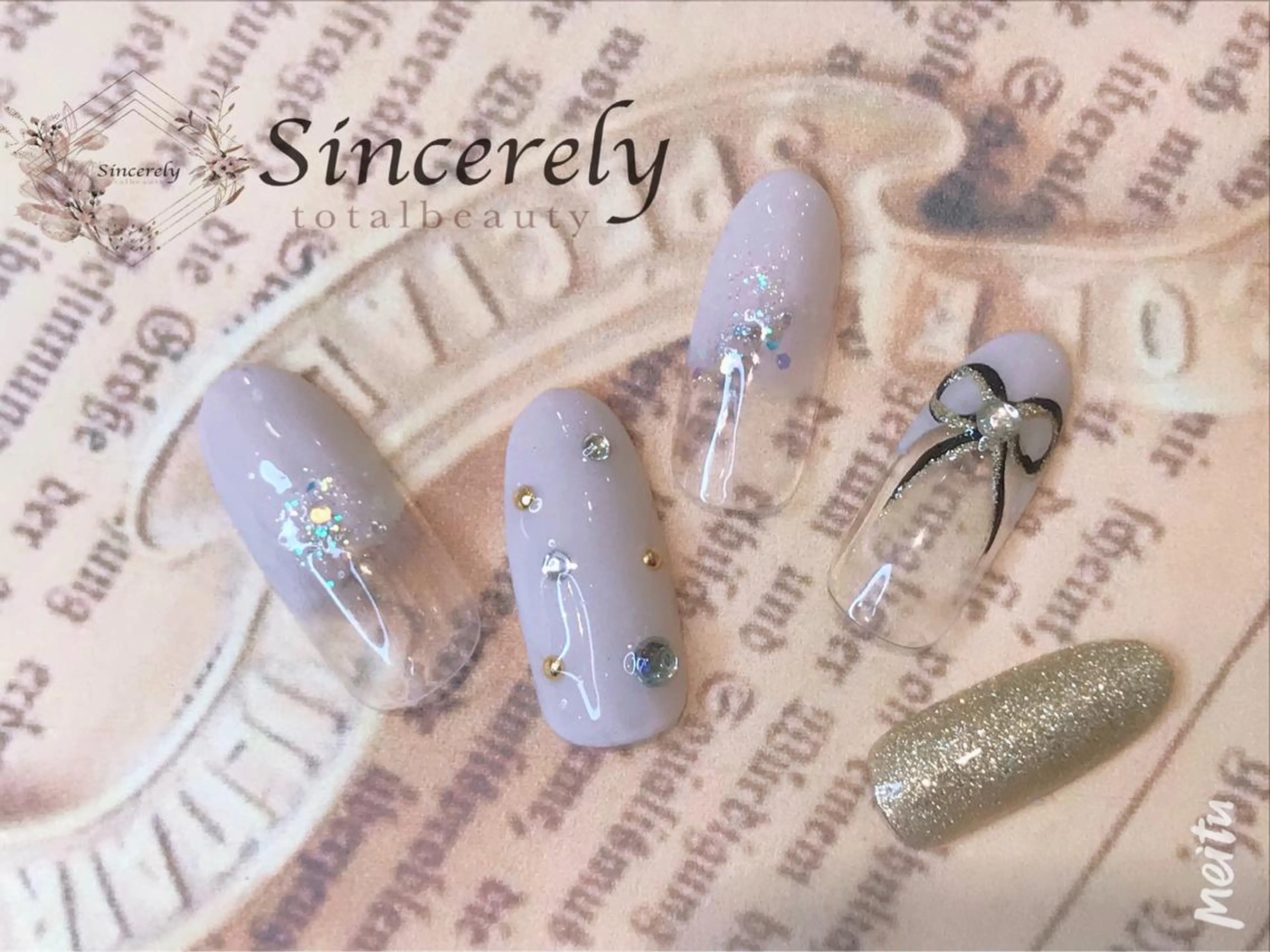 ミディアム ネイル リボン SINCERELY シンシアリー🌈のネイルデザイン