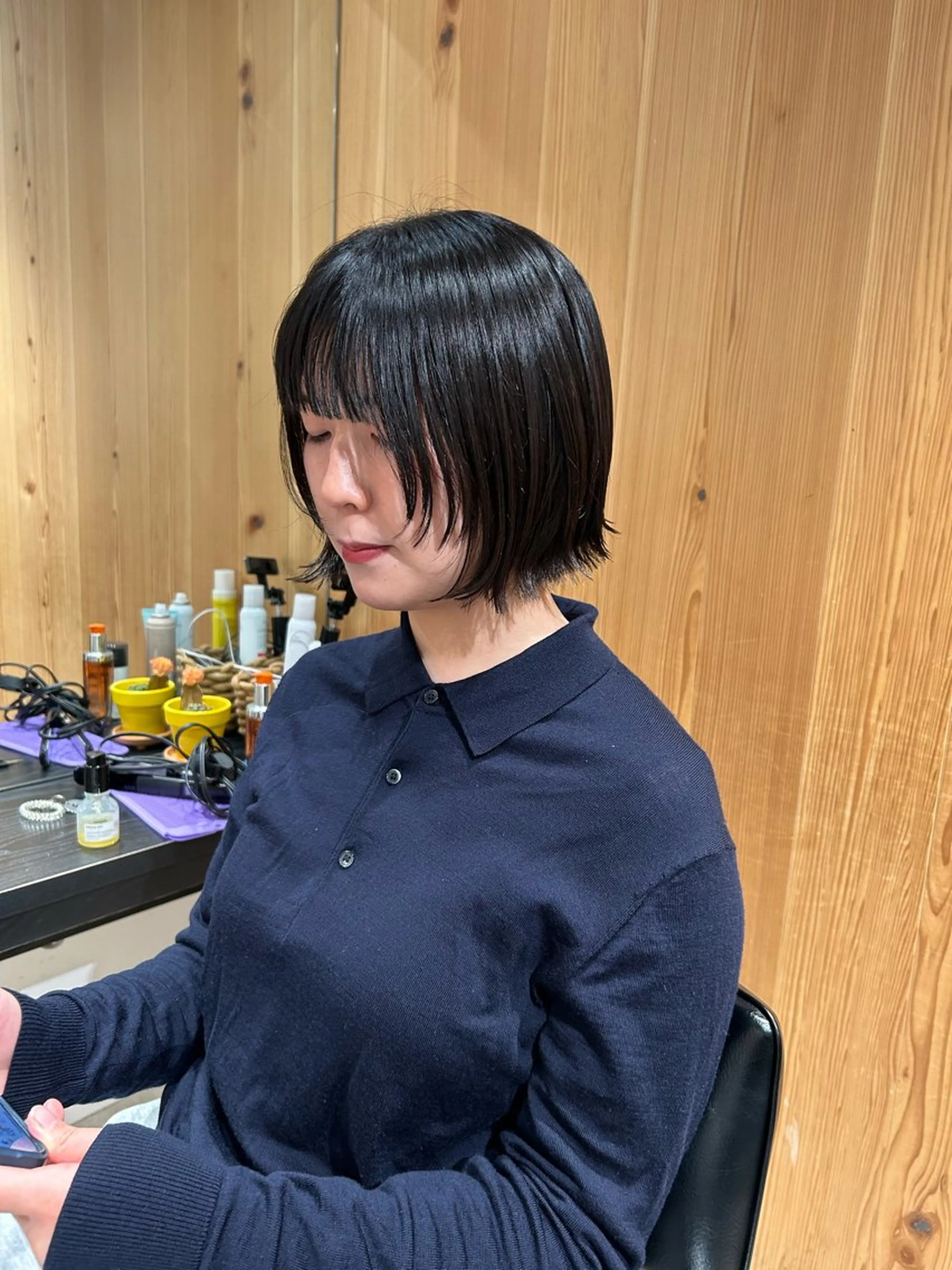 ショート カラー ボブレイヤー ボブ レイヤーカット カット ヘッドスパ スキバサミを使わない カット🌼唯🌼のヘアスタイル