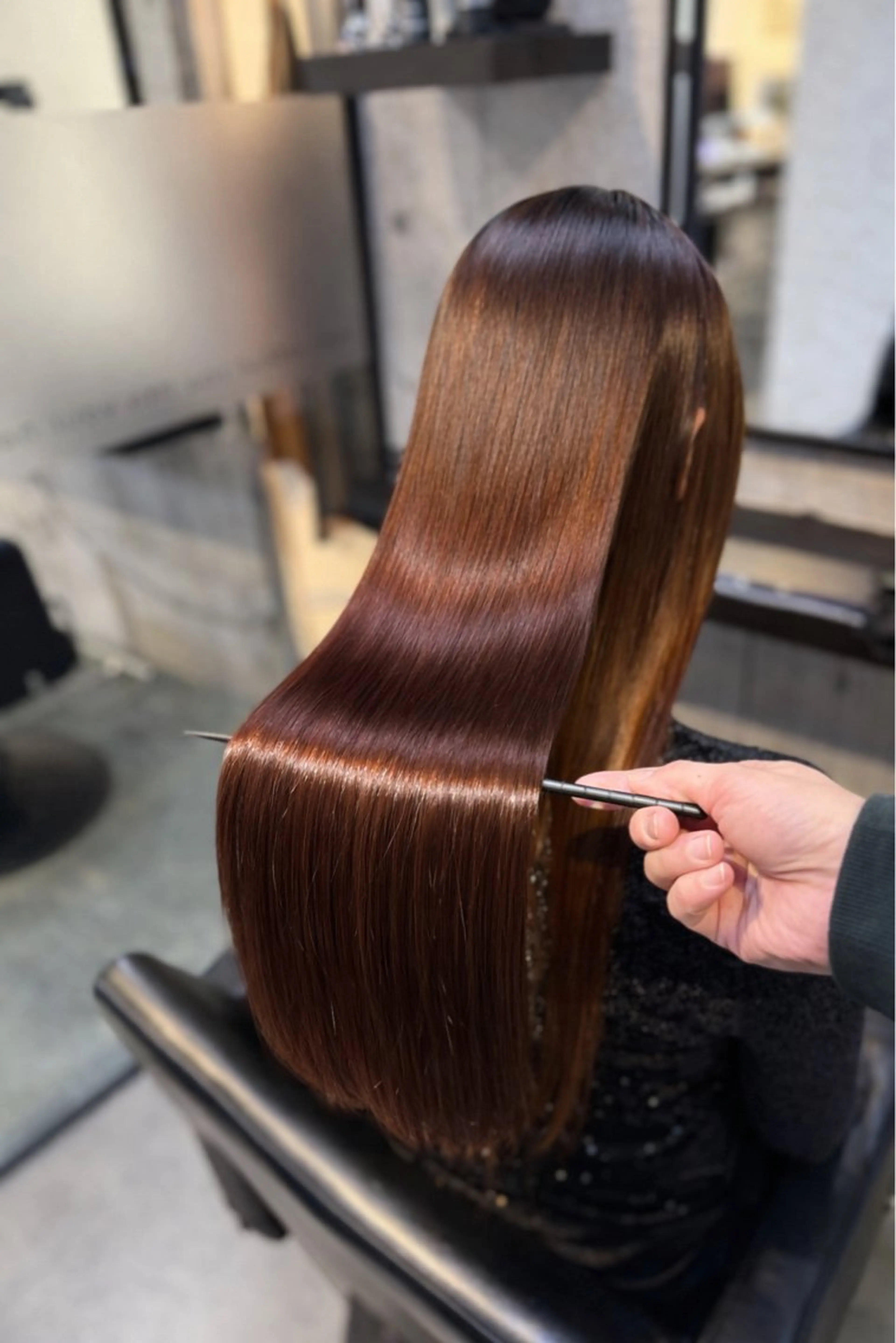 ロング カット 縮毛矯正 トリートメント 👑髪質改善カラー 中垣斗希のヘアスタイル