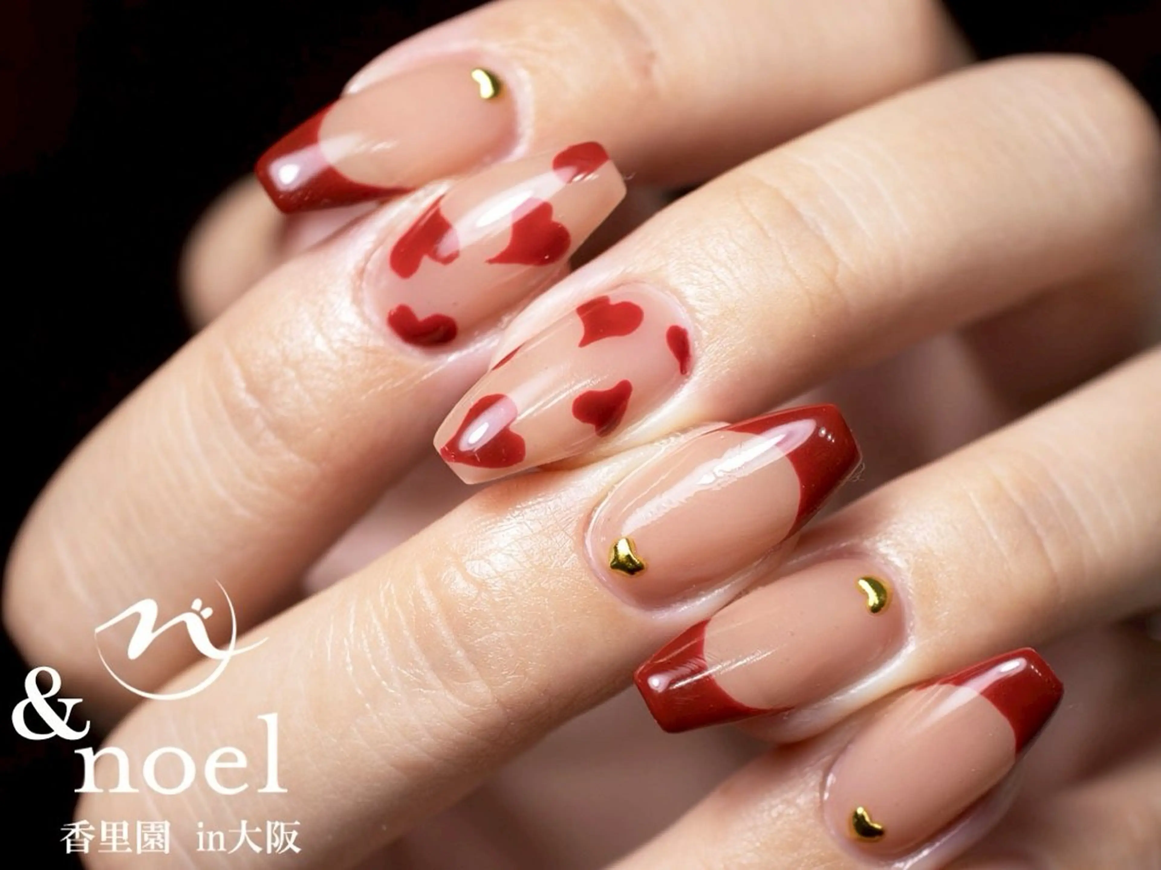 ネイル フレンチネイル ハート ハンドネイル Nailsalon ＆Noelのネイルデザイン