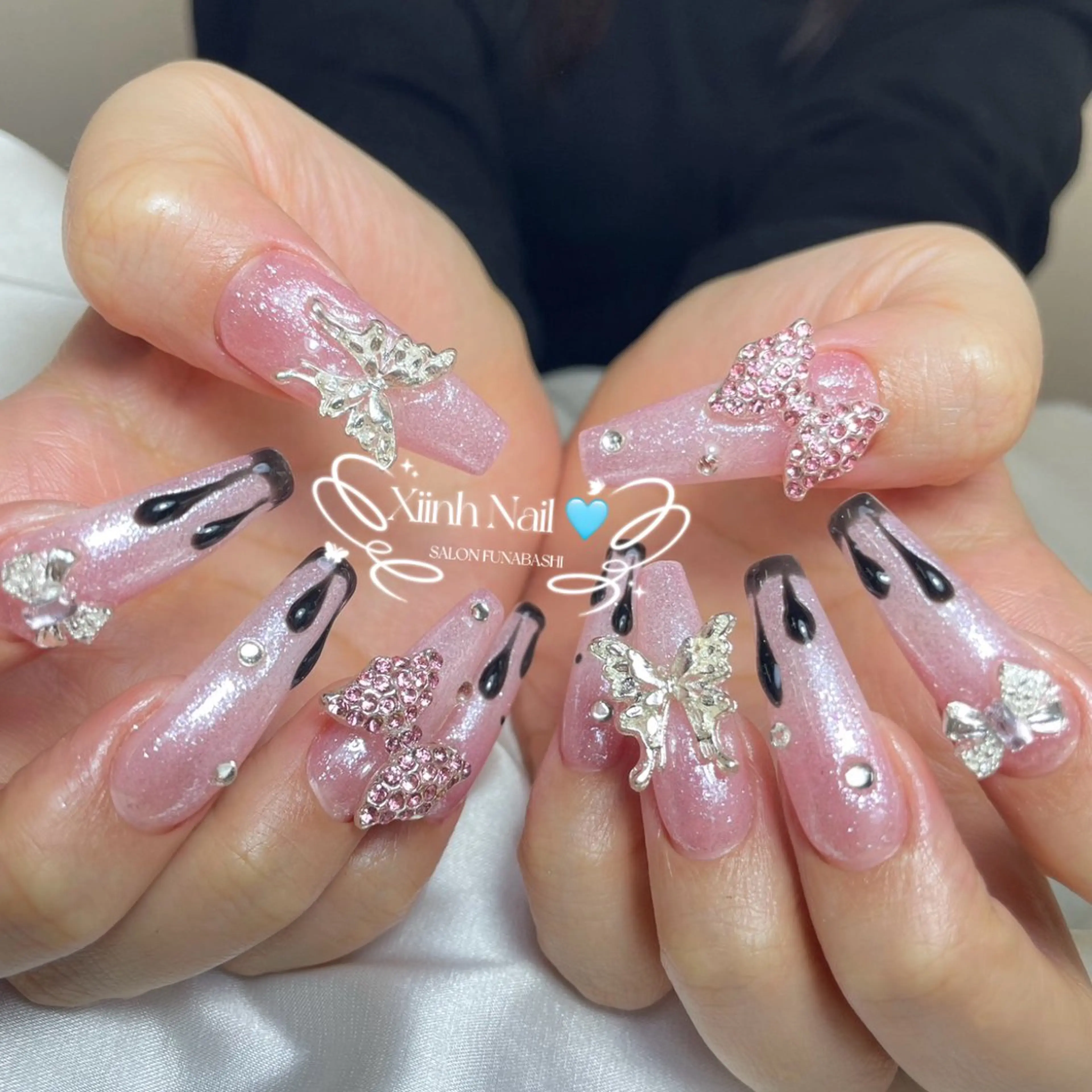 ネイル チークネイル 桜ネイル 長さ出し フットネイル ジェルネイル ハンドネイル XIINH NAIL SALONのネイルデザイン