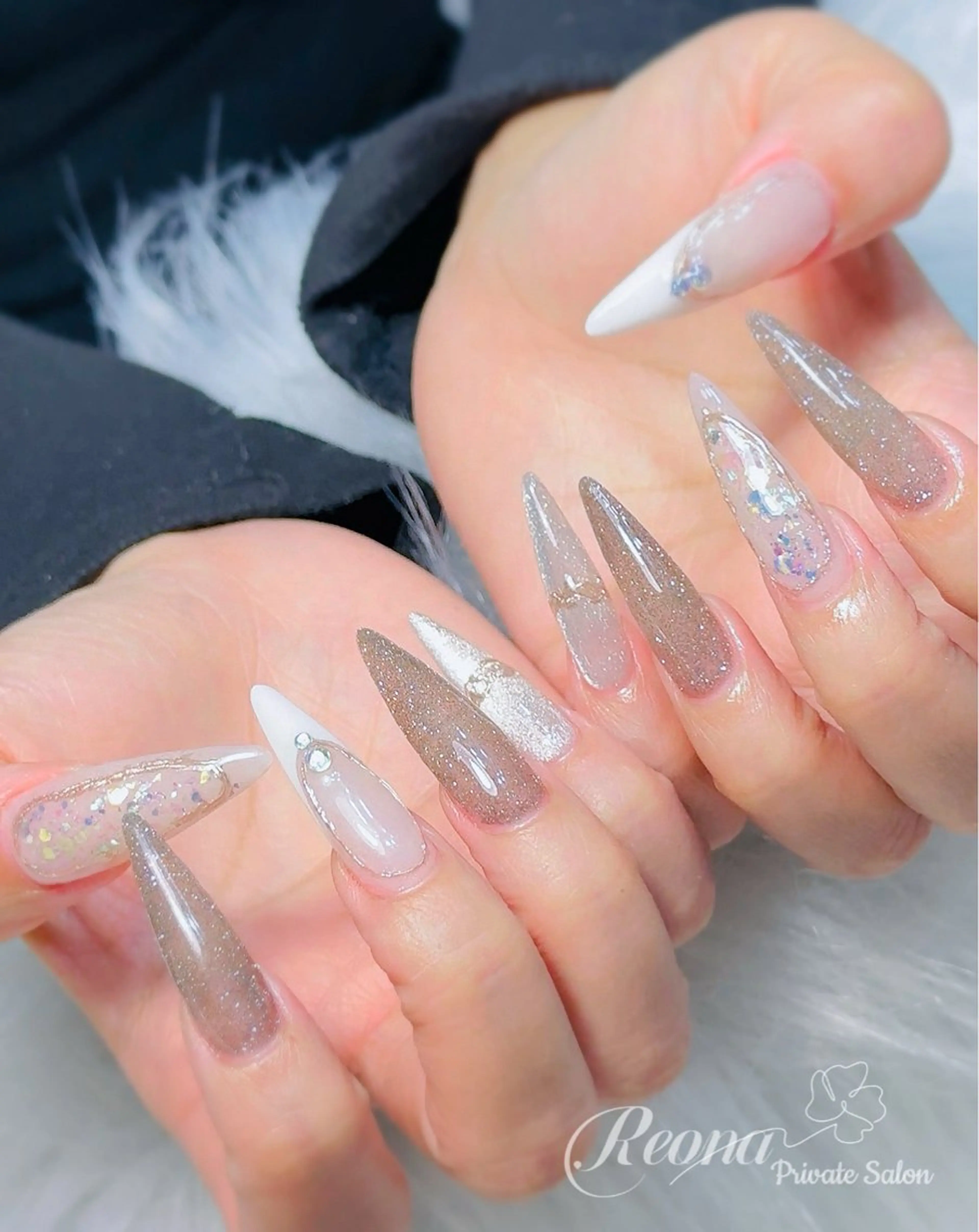 ネイル ジェルネイル ハート マグネットネイル ミラーネイル パラジェル Reona Nailのネイルデザイン