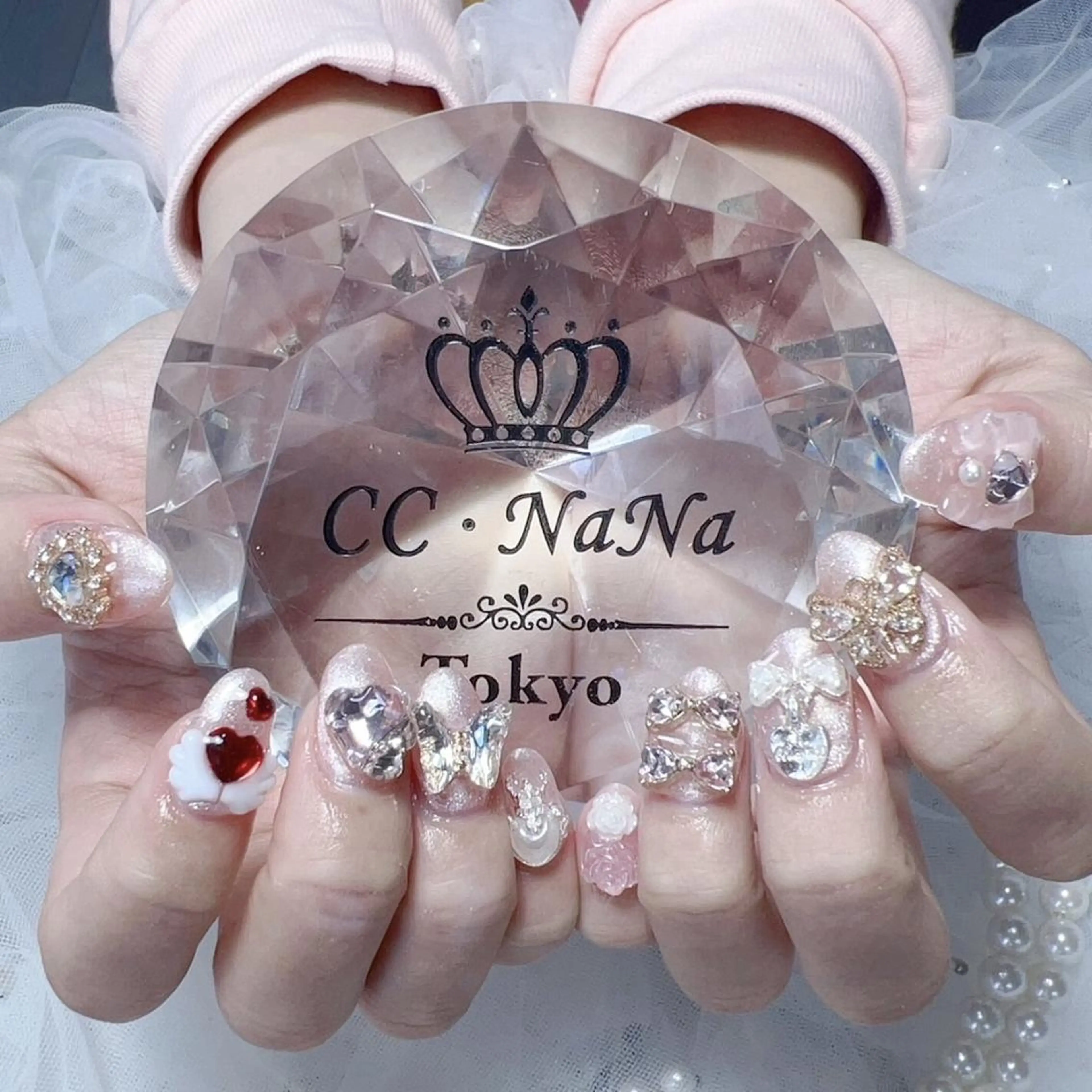 ネイル アートネイル チークネイル フラッシュネイル ハート キラキラネイル ハンドネイル CCNaNaスカルプ 長さだし専門💎Yoのネイルデザイン