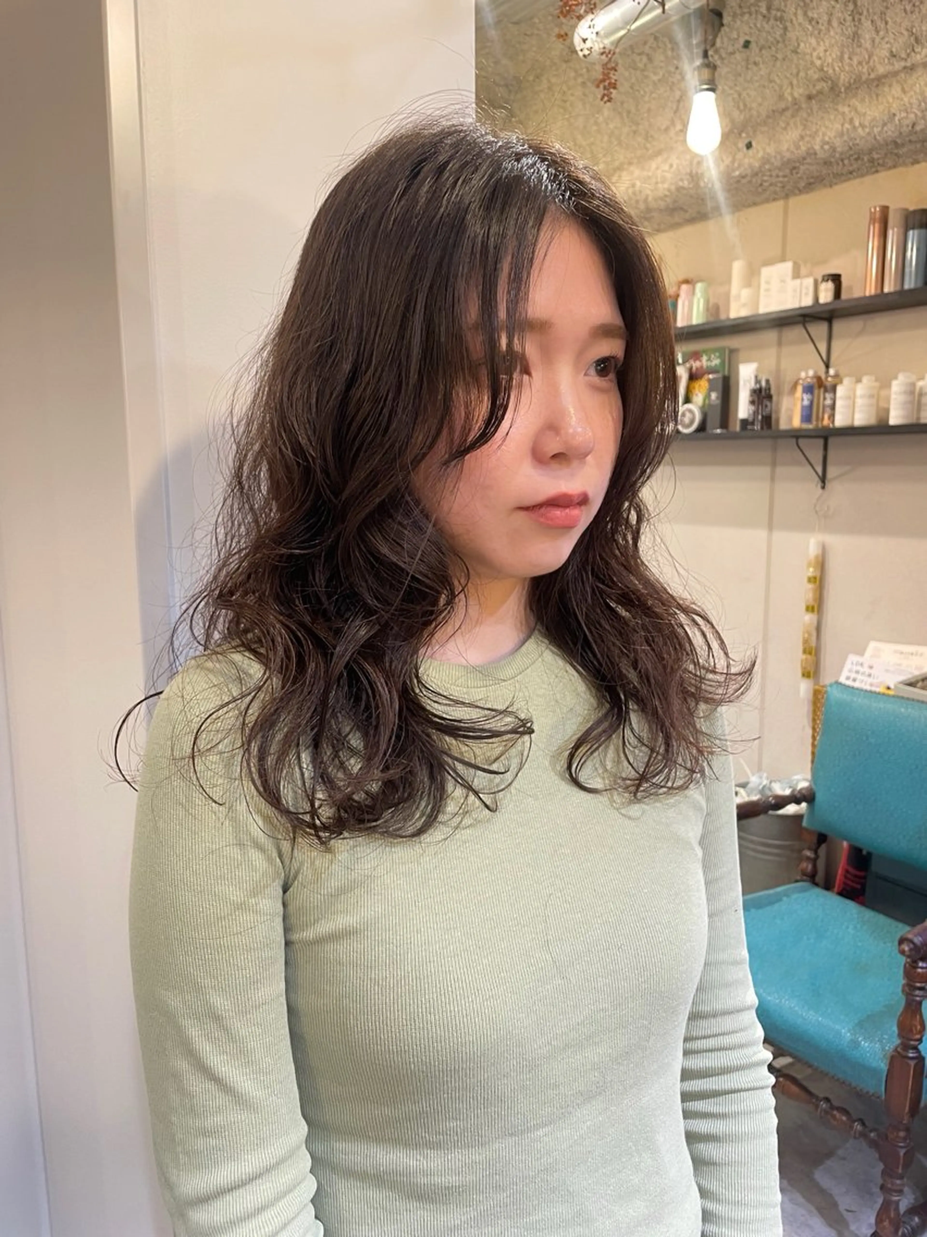 セミロング パーマ カット パーマ トリートメント 狩野 羅夢のヘアスタイル