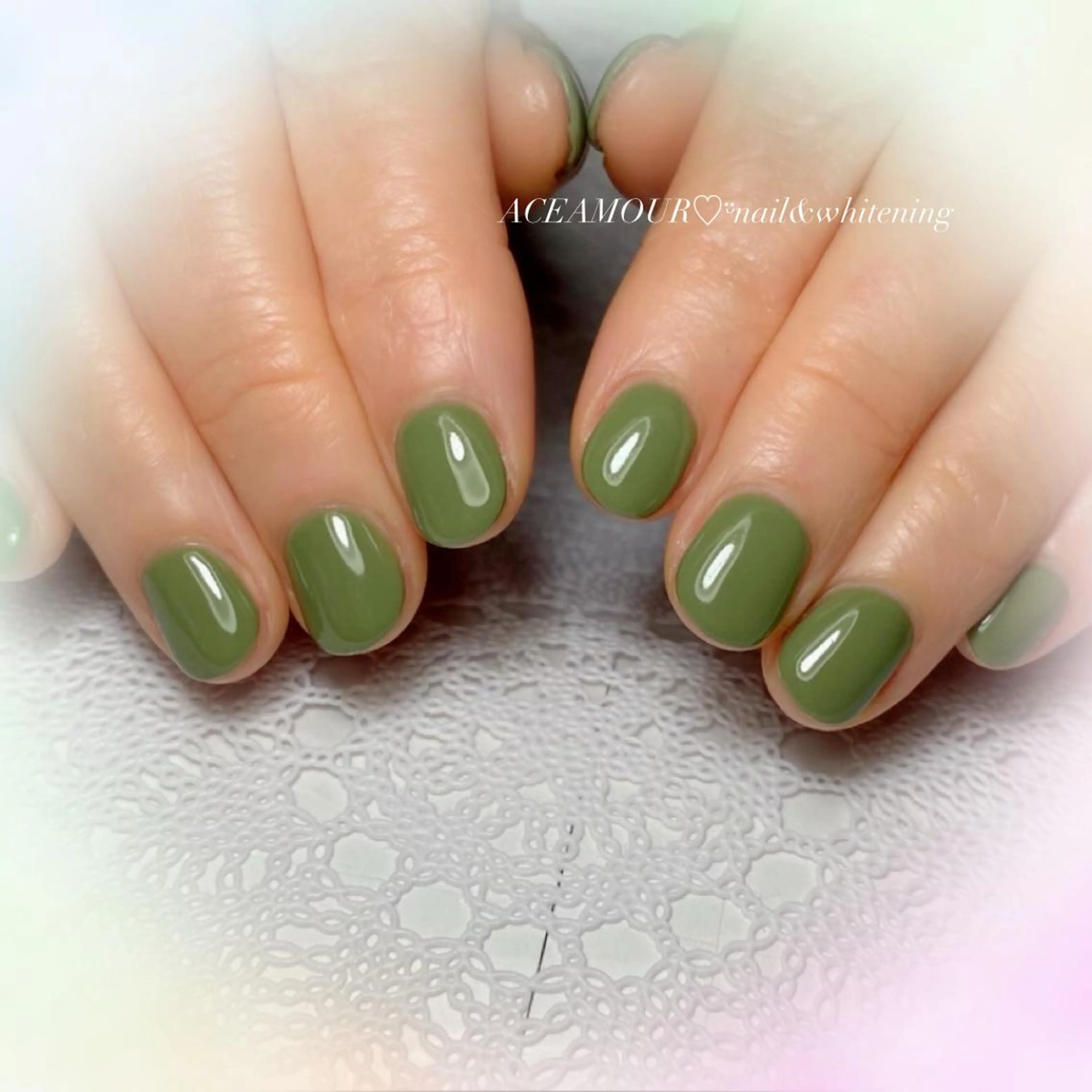 ネイル グリーン ワンカラーネイル ネイル/耳つぼ /新ホワイトニングのネイルデザイン