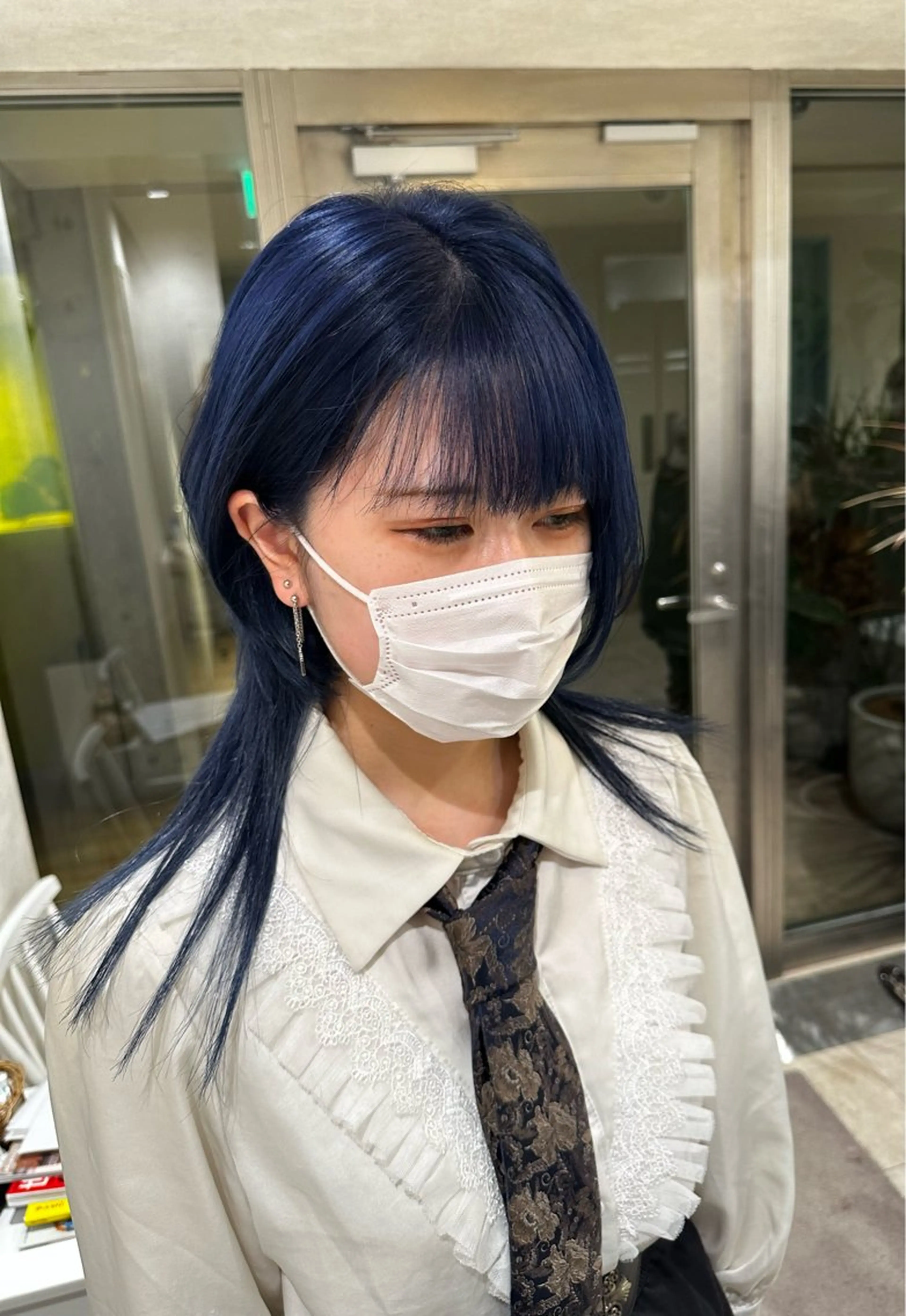 ミディアム カラー ブルーカラー ネイビーカラー ウルフカット デザインカラー🎨 下北沢 / 磯部のヘアスタイル