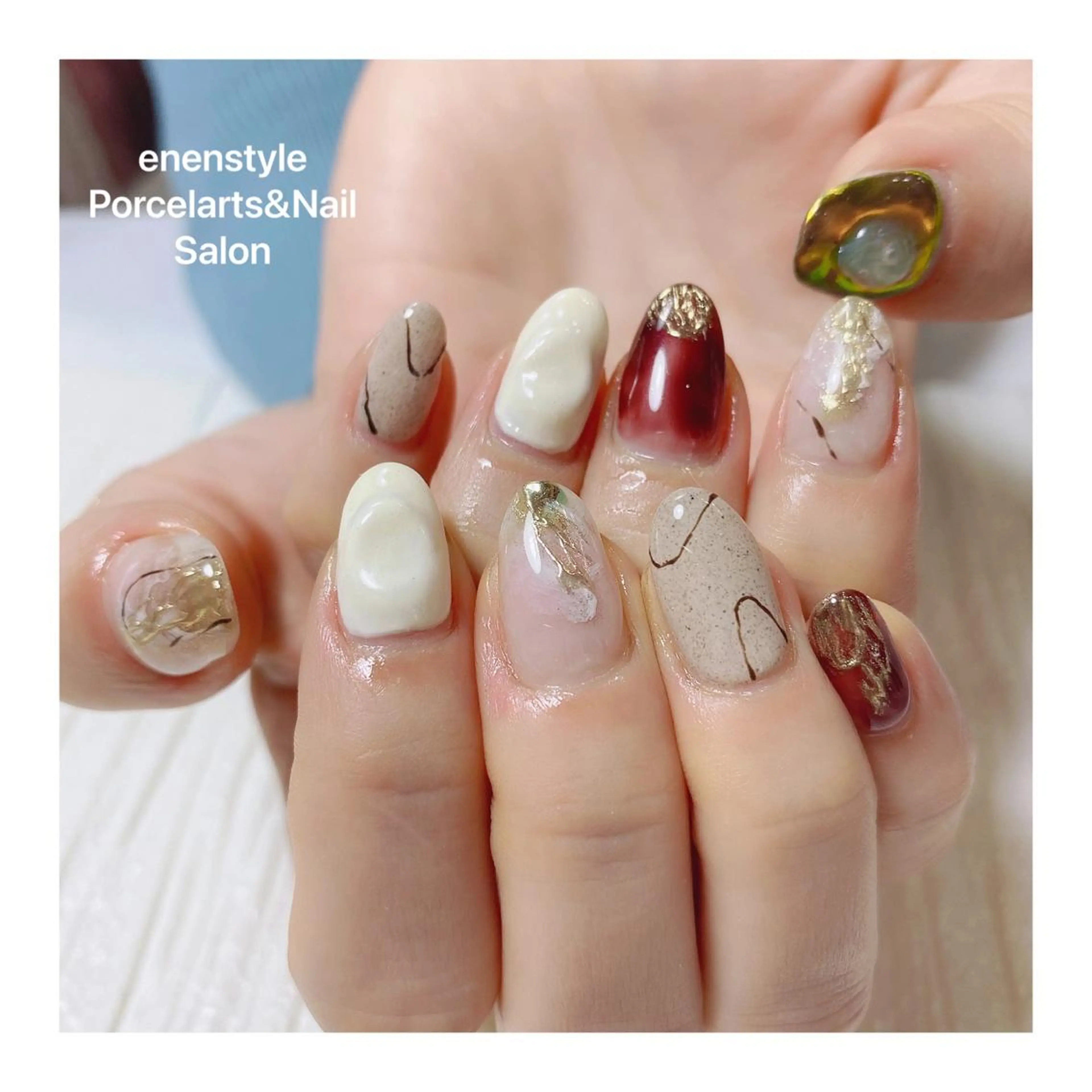 ミディアム ネイル ハンドネイル 👑enen style👑のネイルデザイン