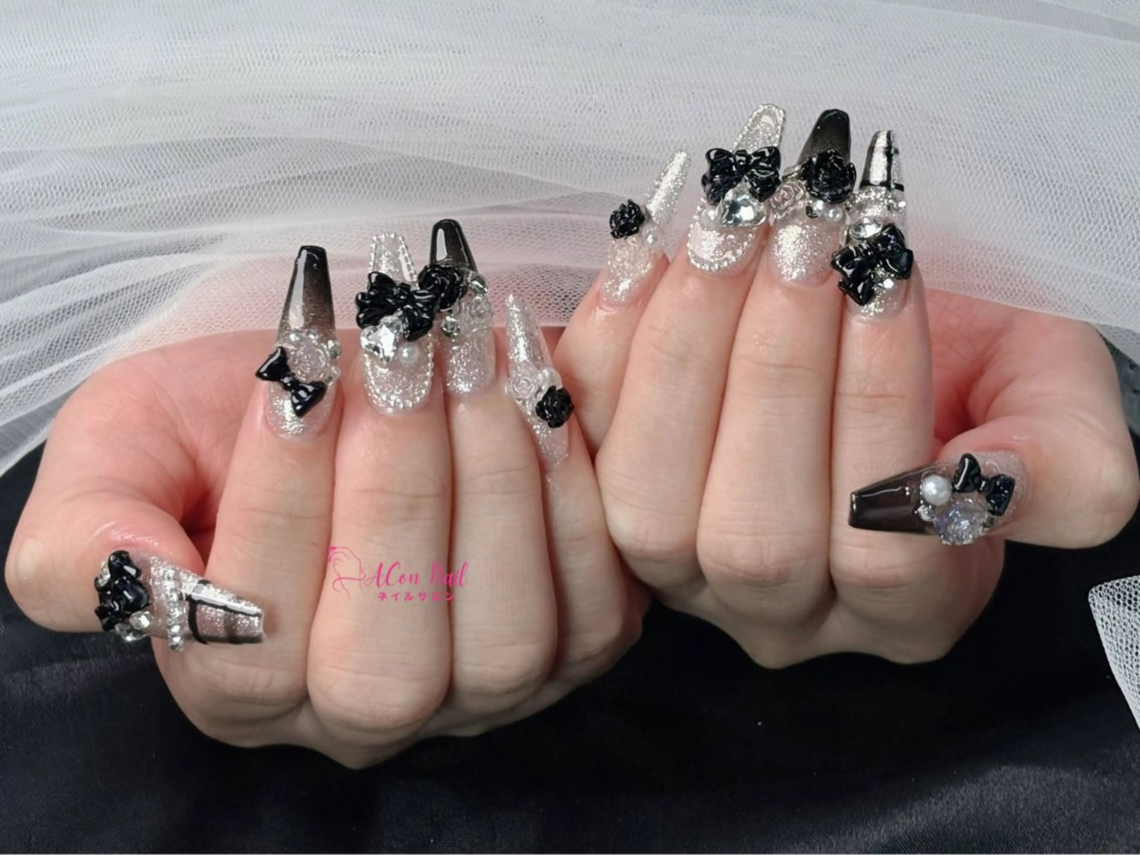 ネイル 桜ネイル 長さ出し フラワーネイル フレンチネイル ジェルネイル ハンドネイル ACon NailSalonのネイルデザイン