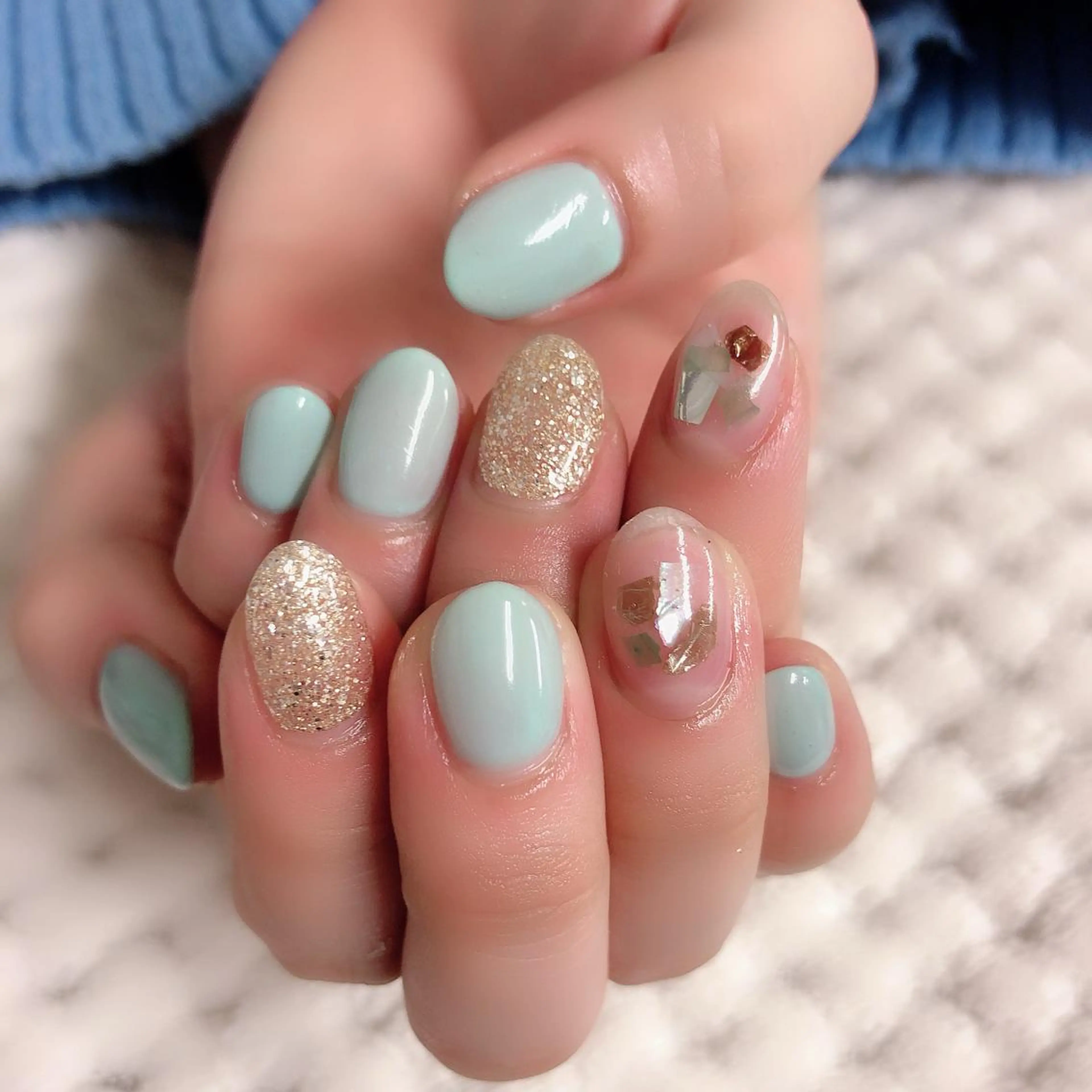 ネイル グリーン オフィスネイル ono megumiのネイルデザイン