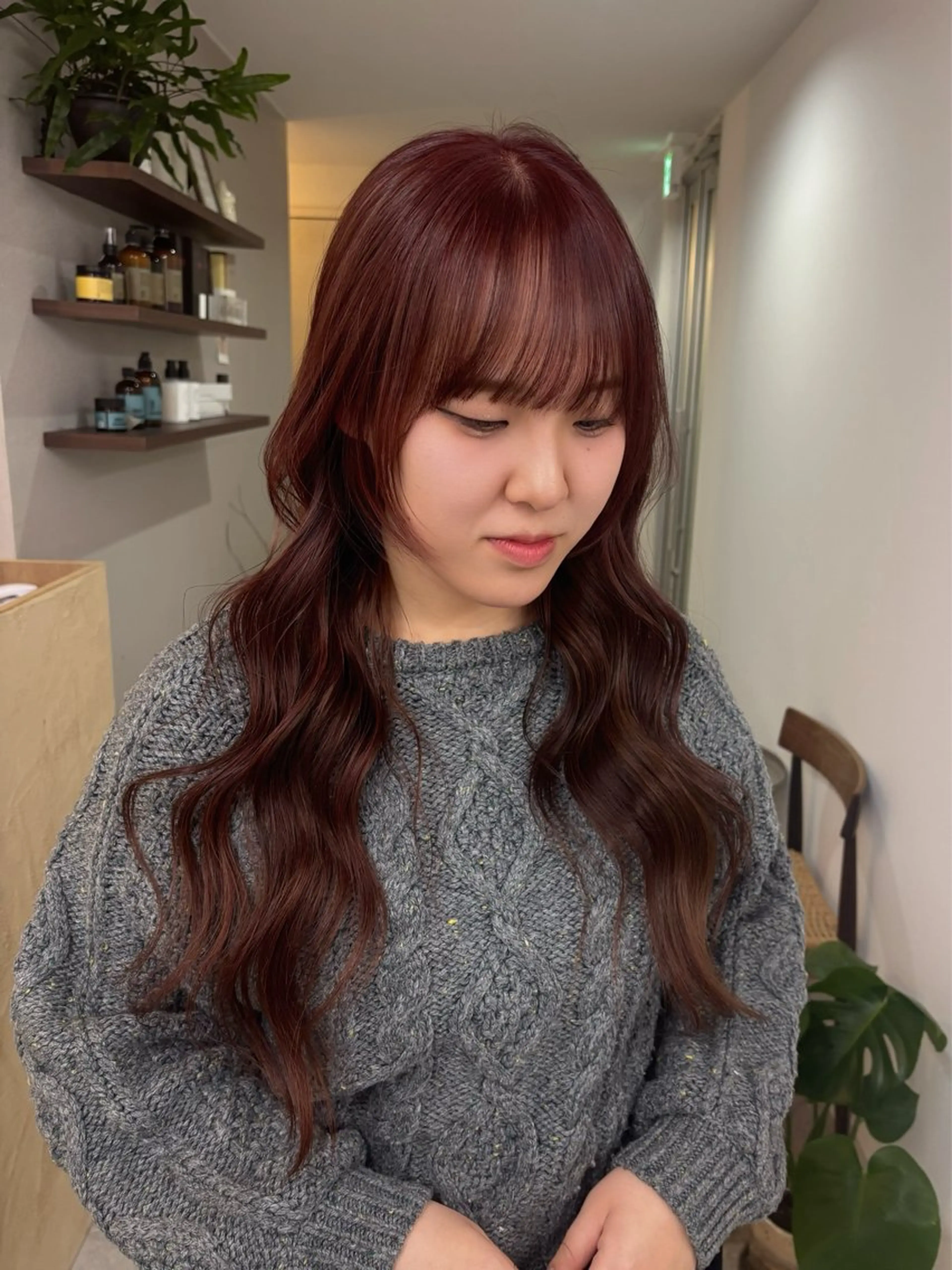 ロング カラー ブリーチ ダブルカラー ブリーチなしカラー レッドカラー ヘアカラー 權軒 真尋 /モデル様募集中のヘアスタイル