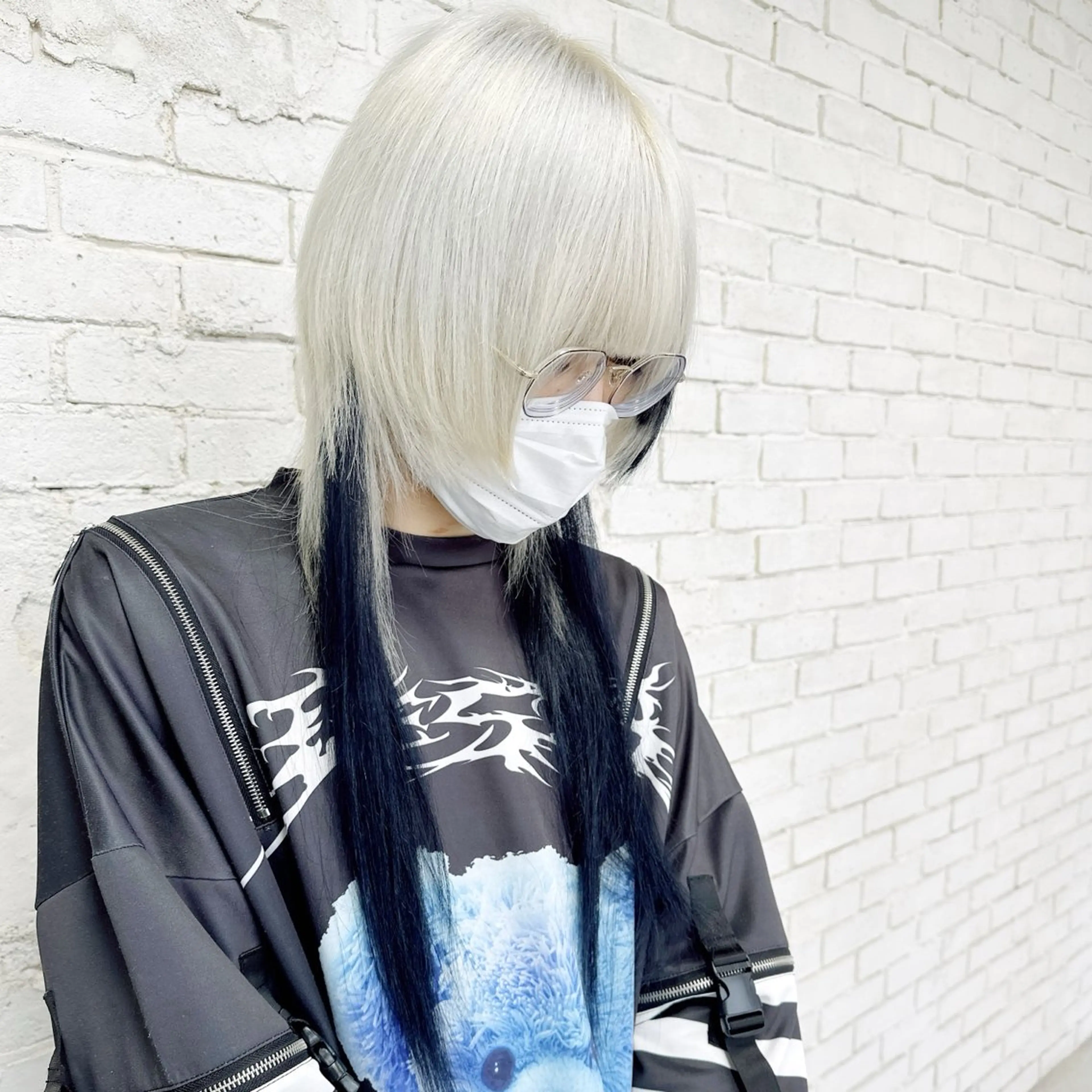 ミディアム カラー ベージュカラー 黒髪 ブリーチ ケアブリーチ ダブルカラー レイヤーブリーチ特化 ホワイト専門/岸のヘアスタイル