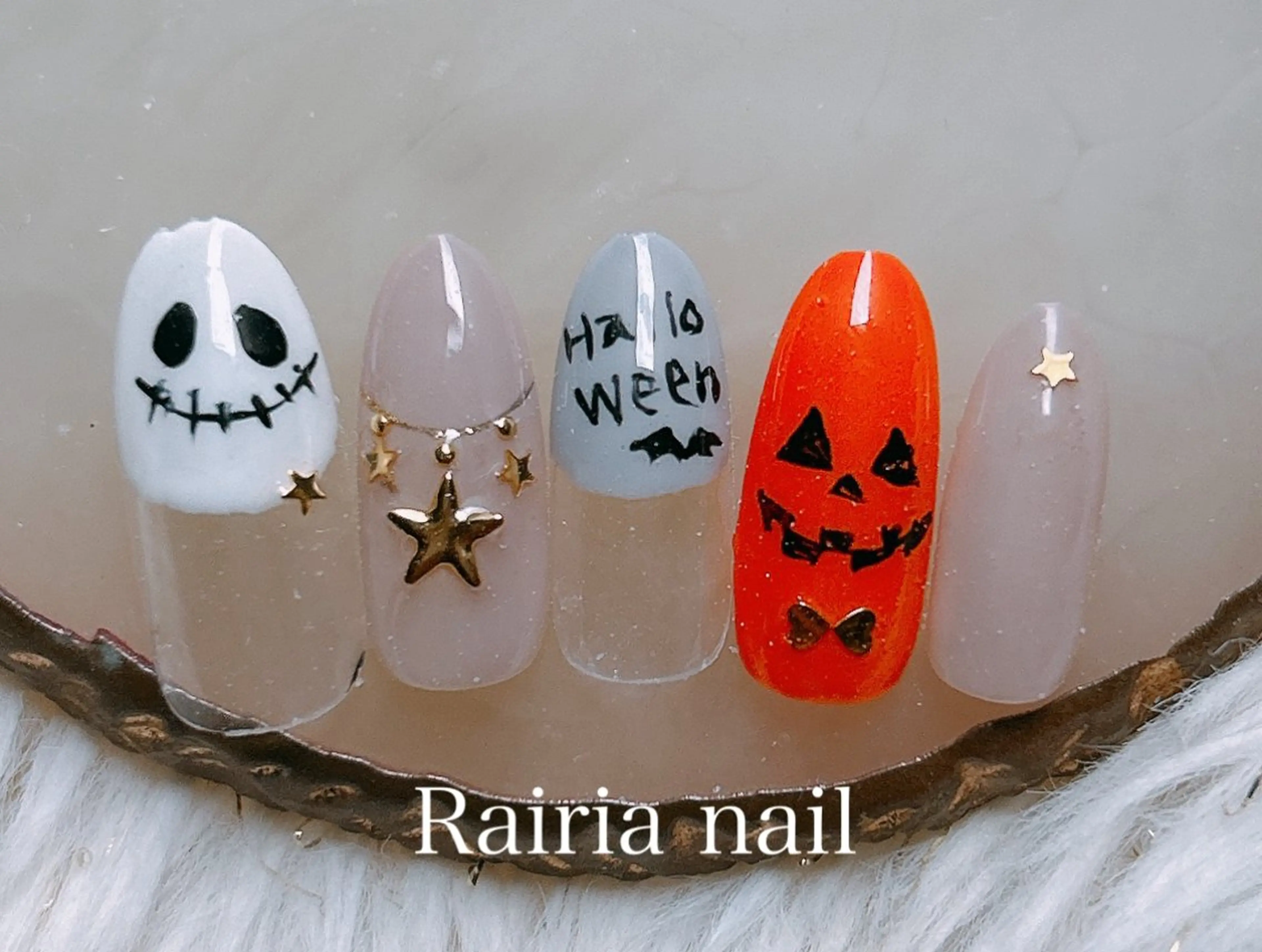 ネイル アートネイル ジェルネイル ハロウィン 持ち込み ニュアンスネイル Rairia nail本八幡店のネイルデザイン