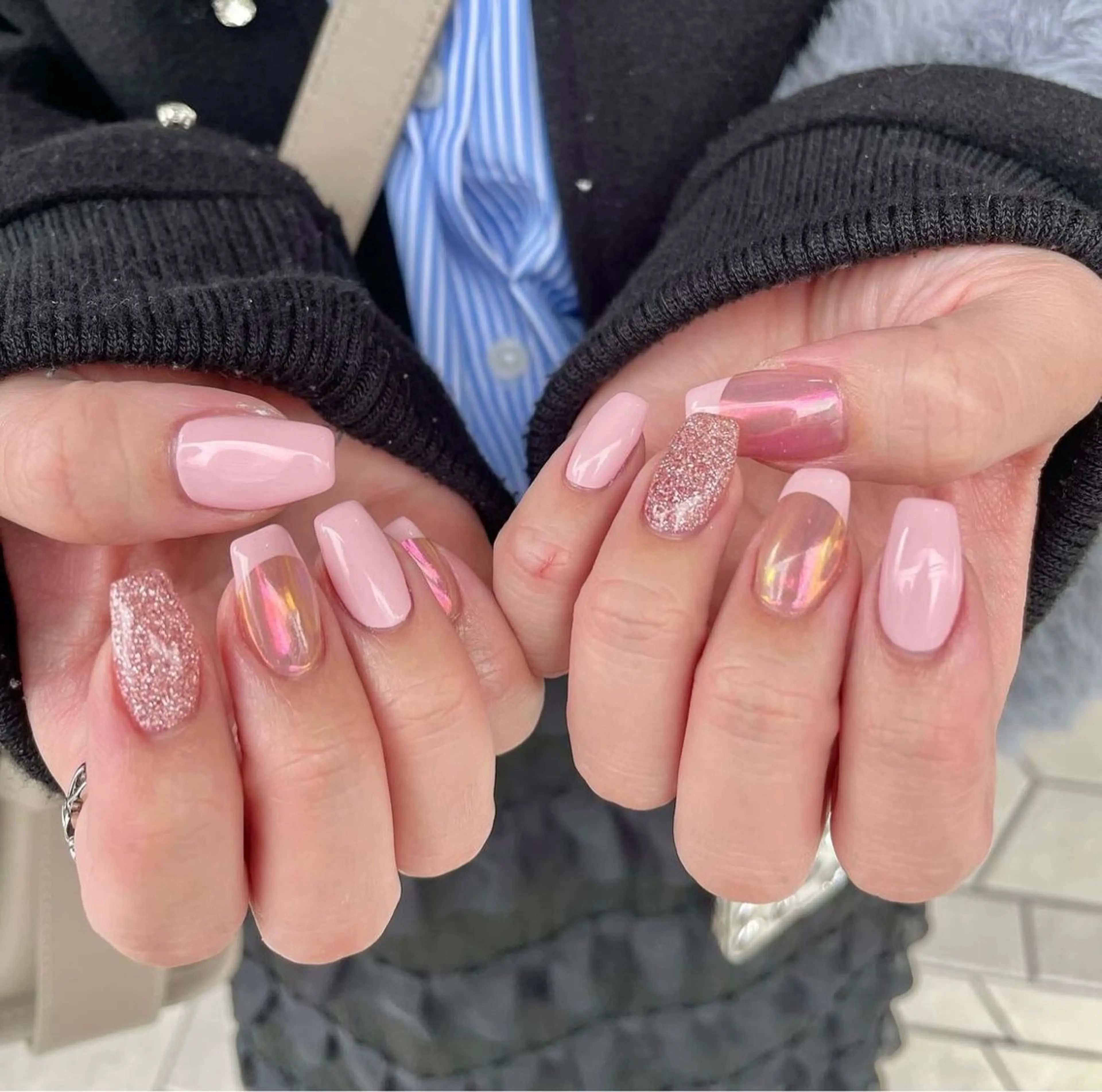 ネイル フレンチネイル ピンク Rommy Arisaのネイルデザイン