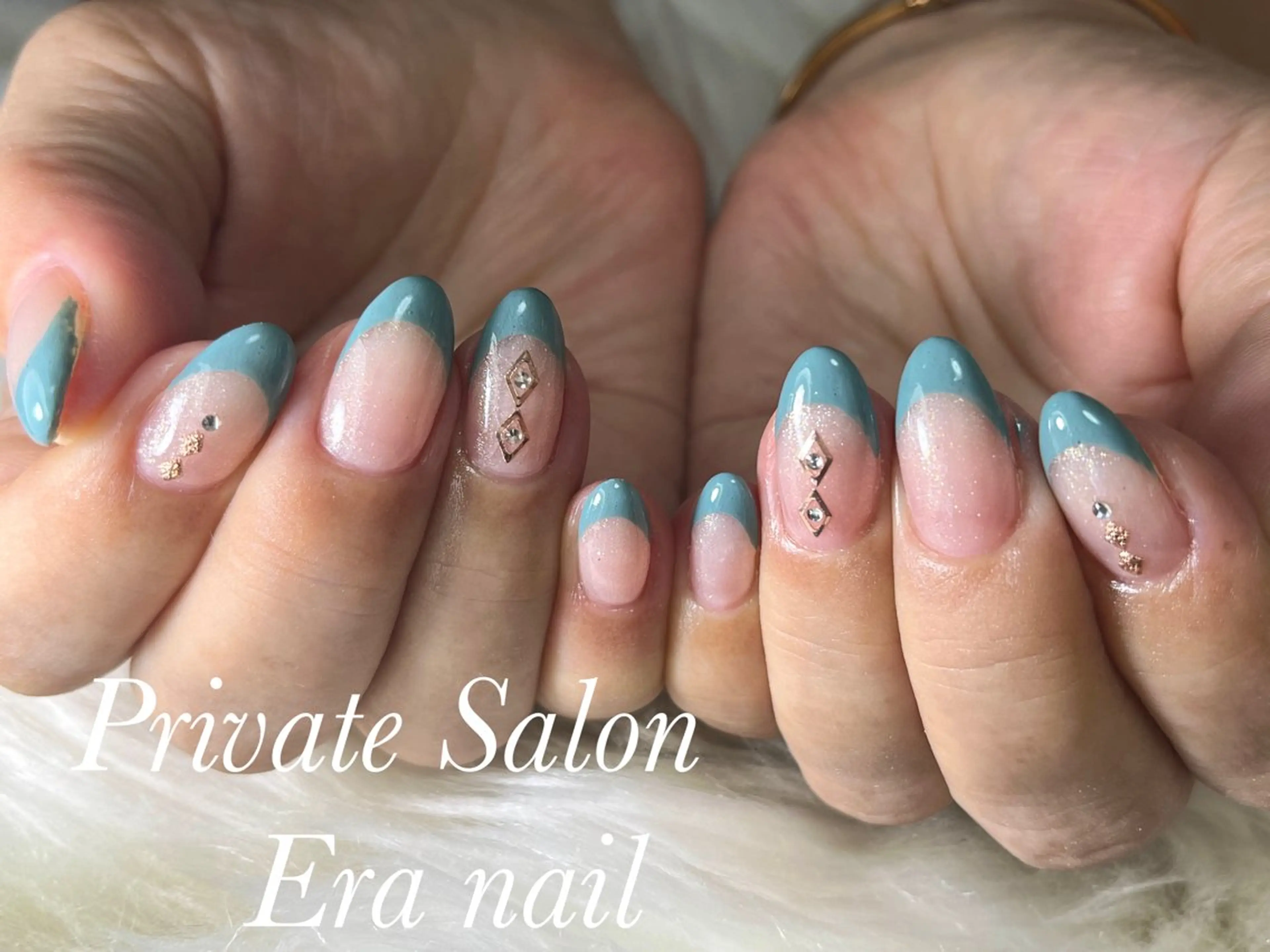 ネイル ブルー フレンチネイル Era nailのネイルデザイン