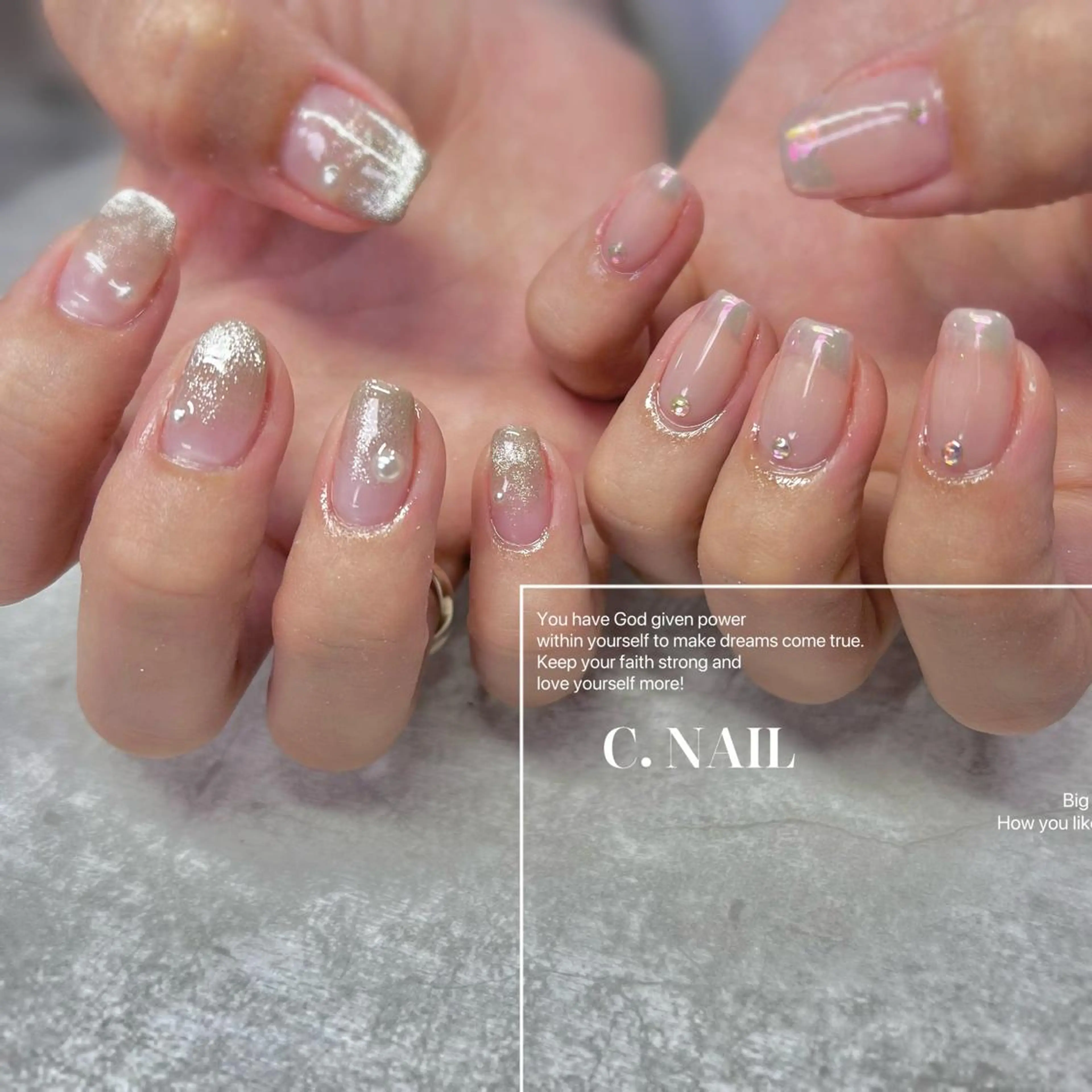 ネイル フットネイル フレンチネイル ジェルネイル キラキラネイル マグネットネイル C.Nail &Eye筑紫駅のネイルデザイン