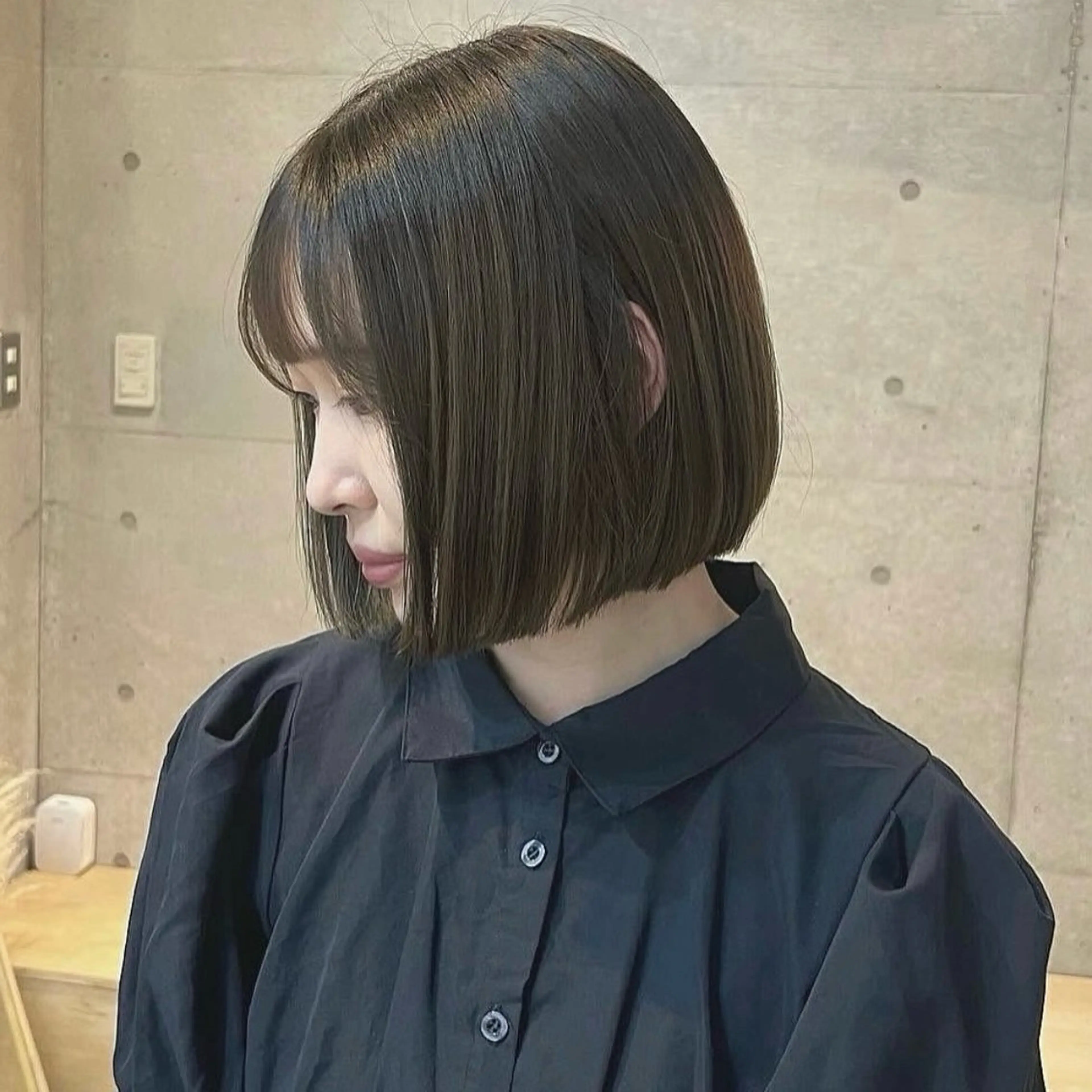 ミディアム カラー ベージュカラー オリーブベージュ ボブ カット ヘアカラー トリートメント akane/ボブ /ブラウンベージュのヘアスタイル