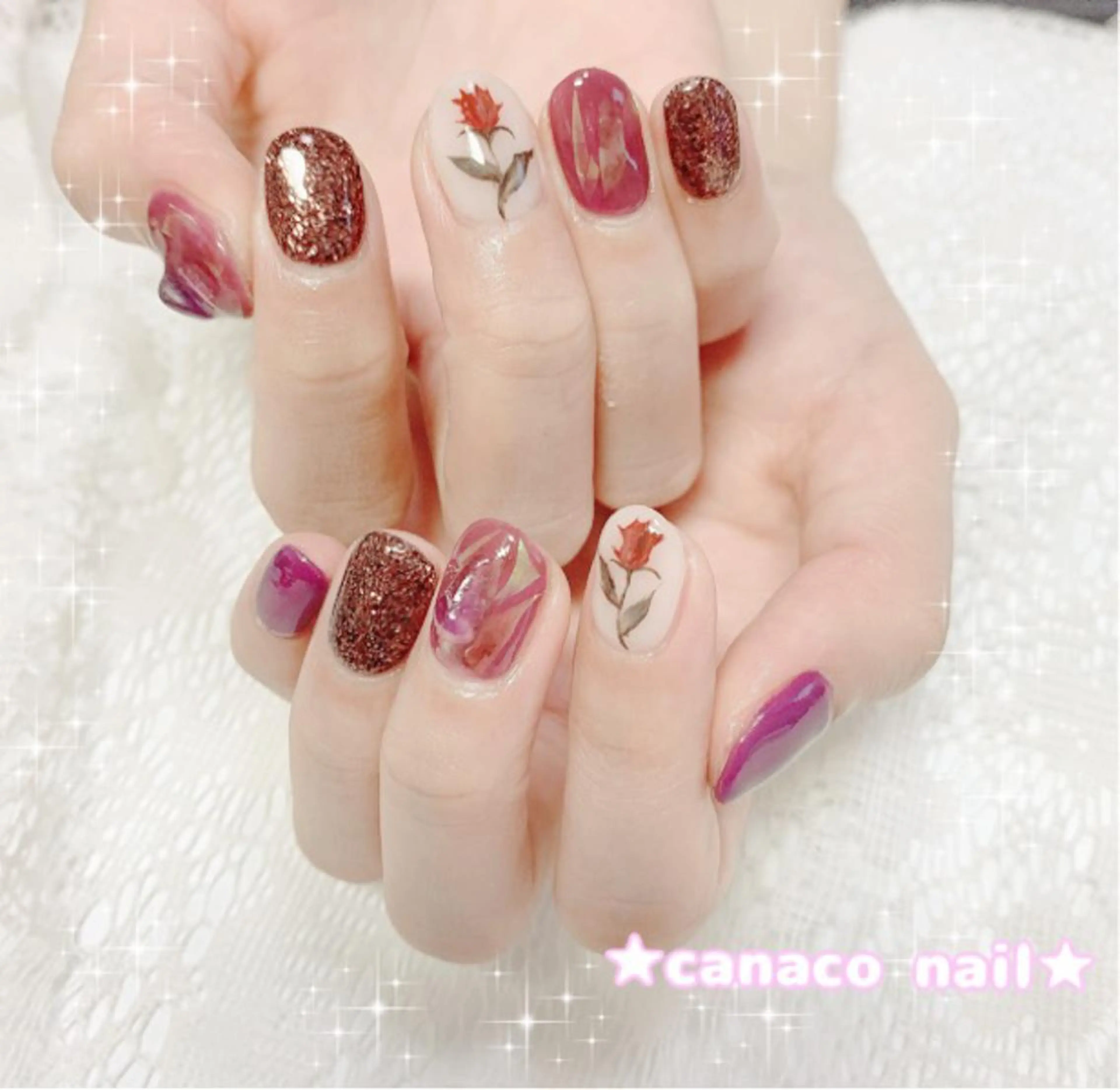 ネイル アートネイル ジェルネイル パラジェル 春ネイル ストーンネイル ベテランネイル cnc  nailのネイルデザイン