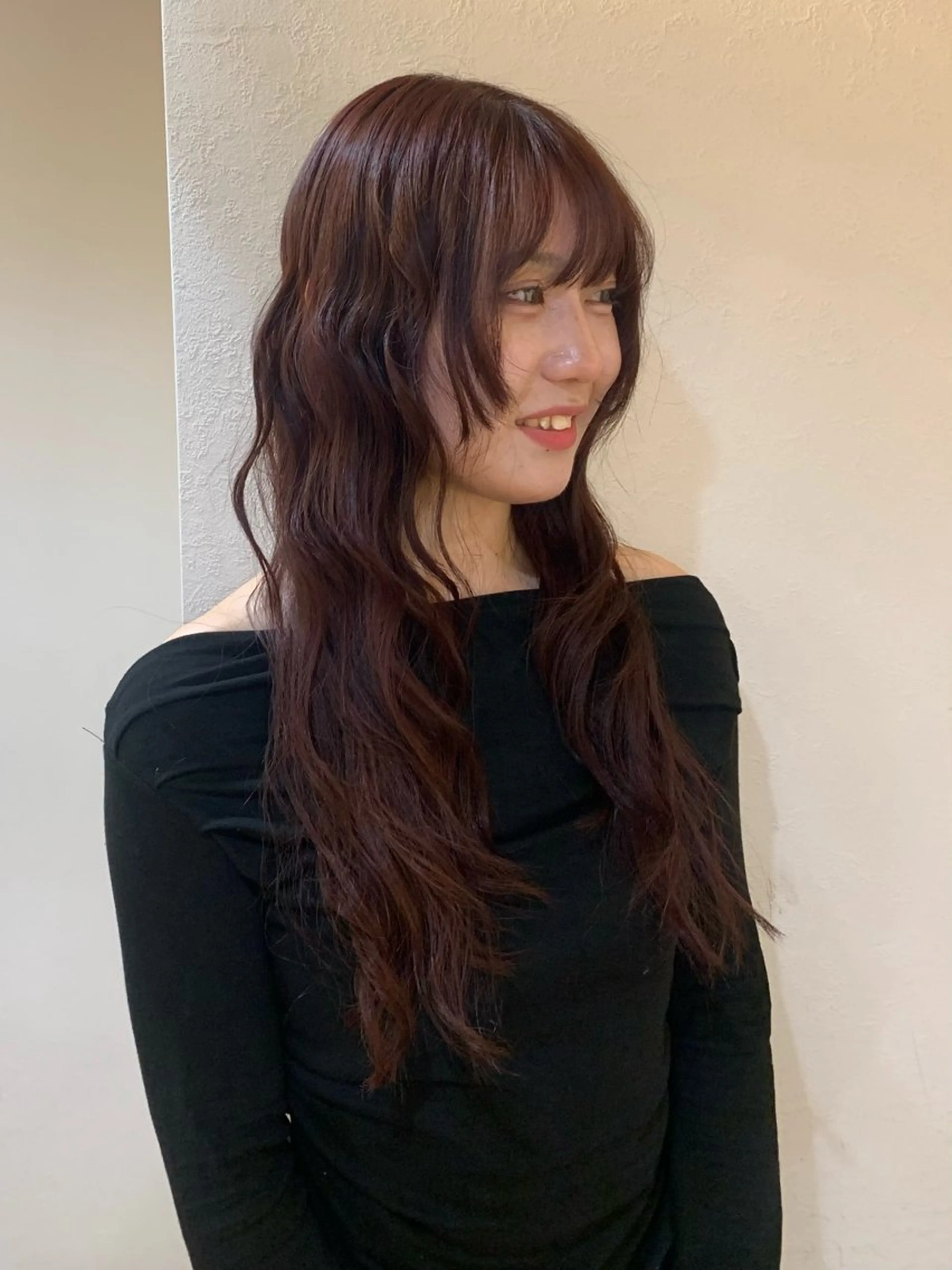 カラー レッドカラー ヘアカラー トリートメント 無料カットモデル募集 岡千尋のヘアスタイル