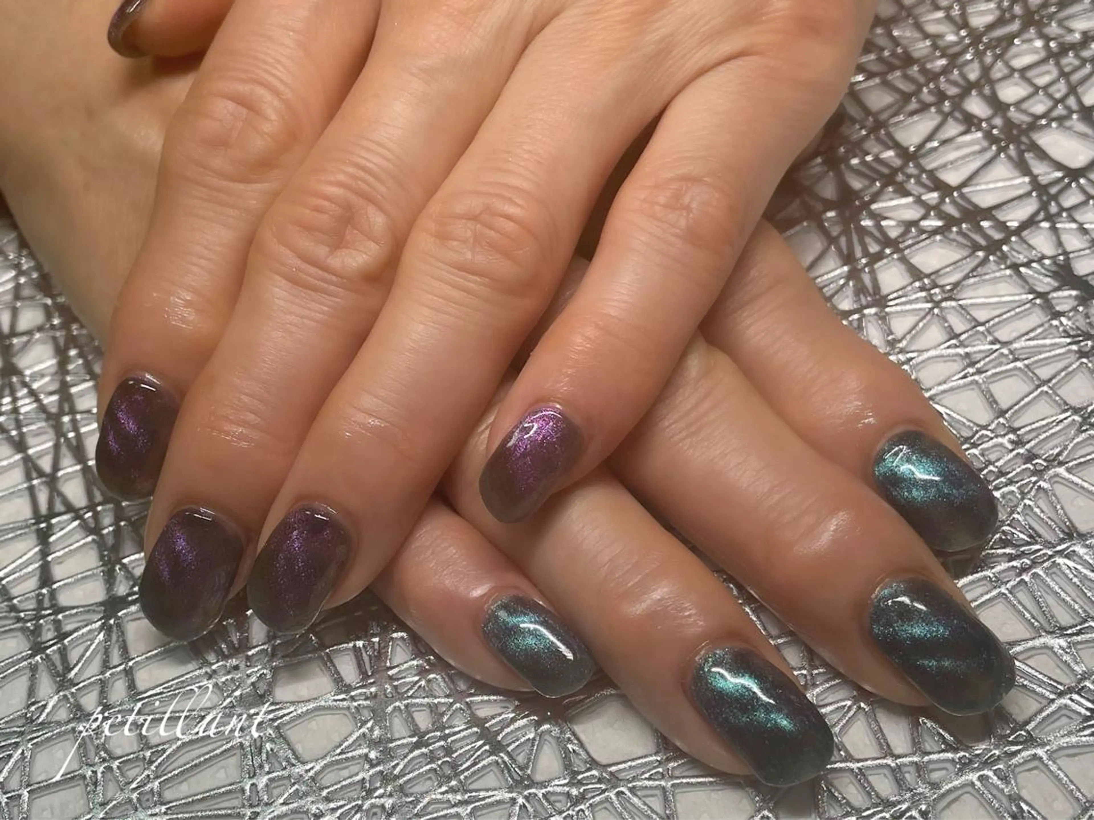 ネイル マグネットネイル ショートネイル nail salon petillantのネイルデザイン