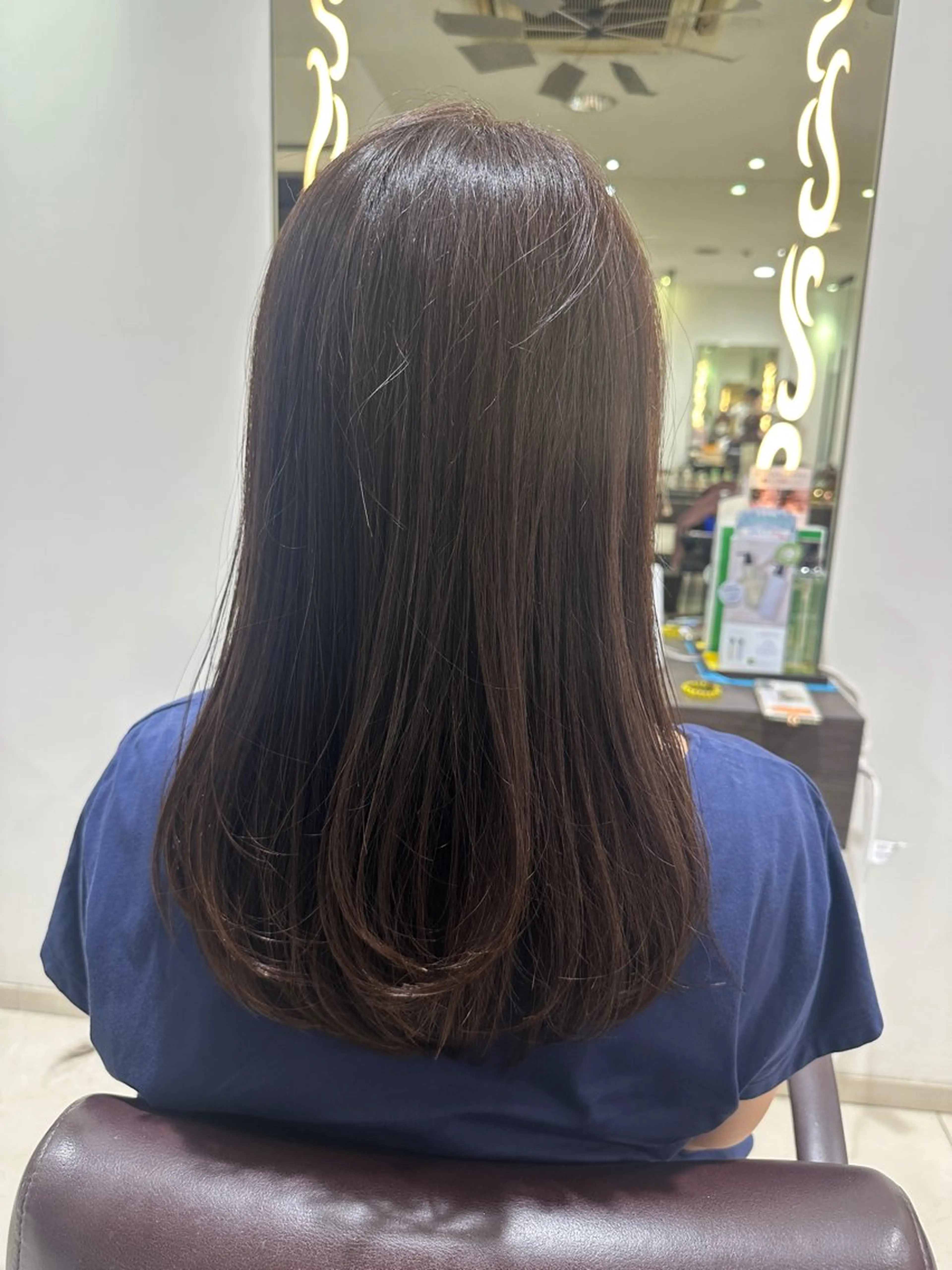 セミロング レイヤーカット レイヤー 艶々カラーのヘアスタイル