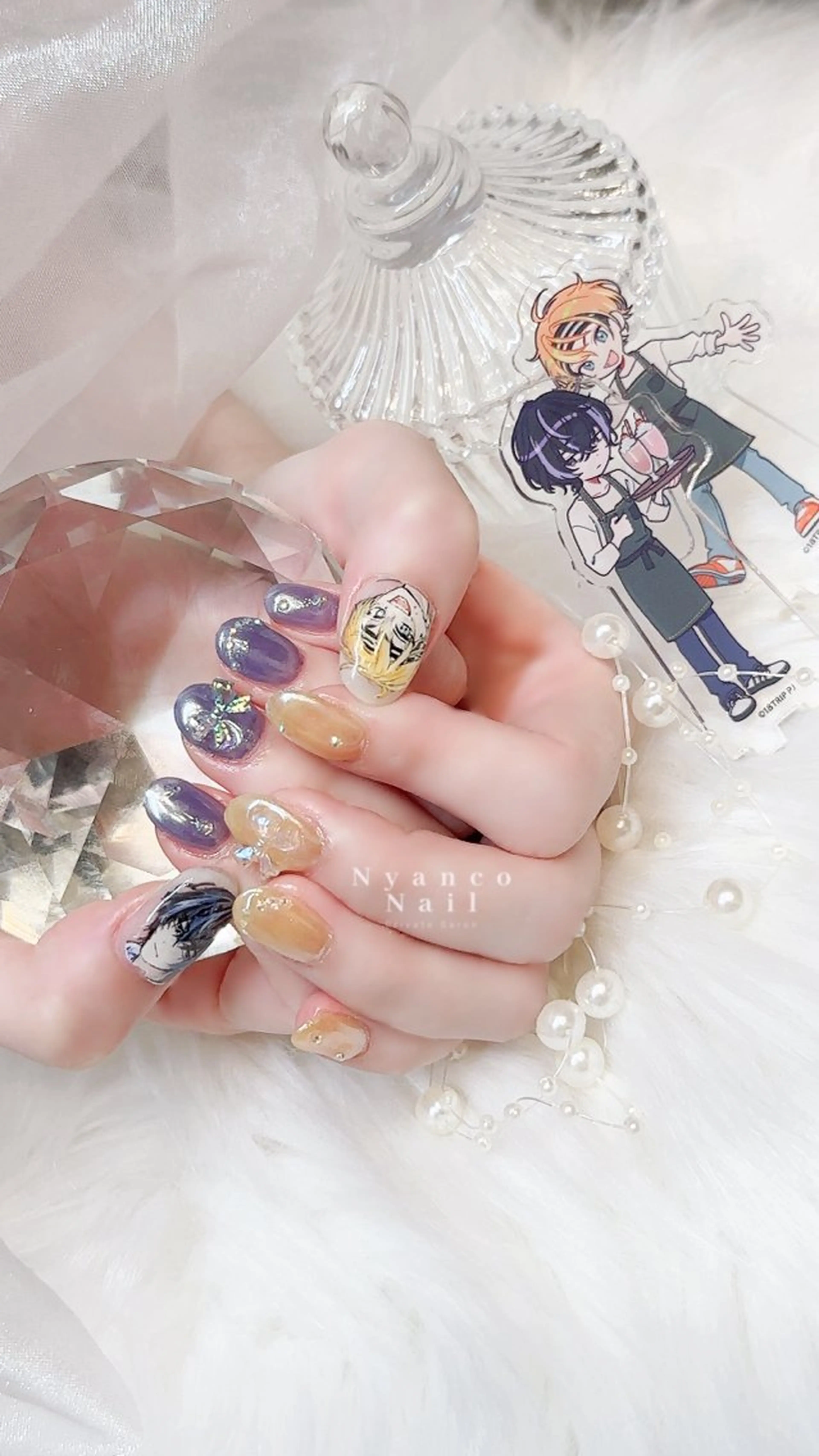 ネイル オーロラネイル ジェルネイル 氷ネイル・うるうるネイル キラキラネイル ロングネイル Nyanco Nailのネイルデザイン