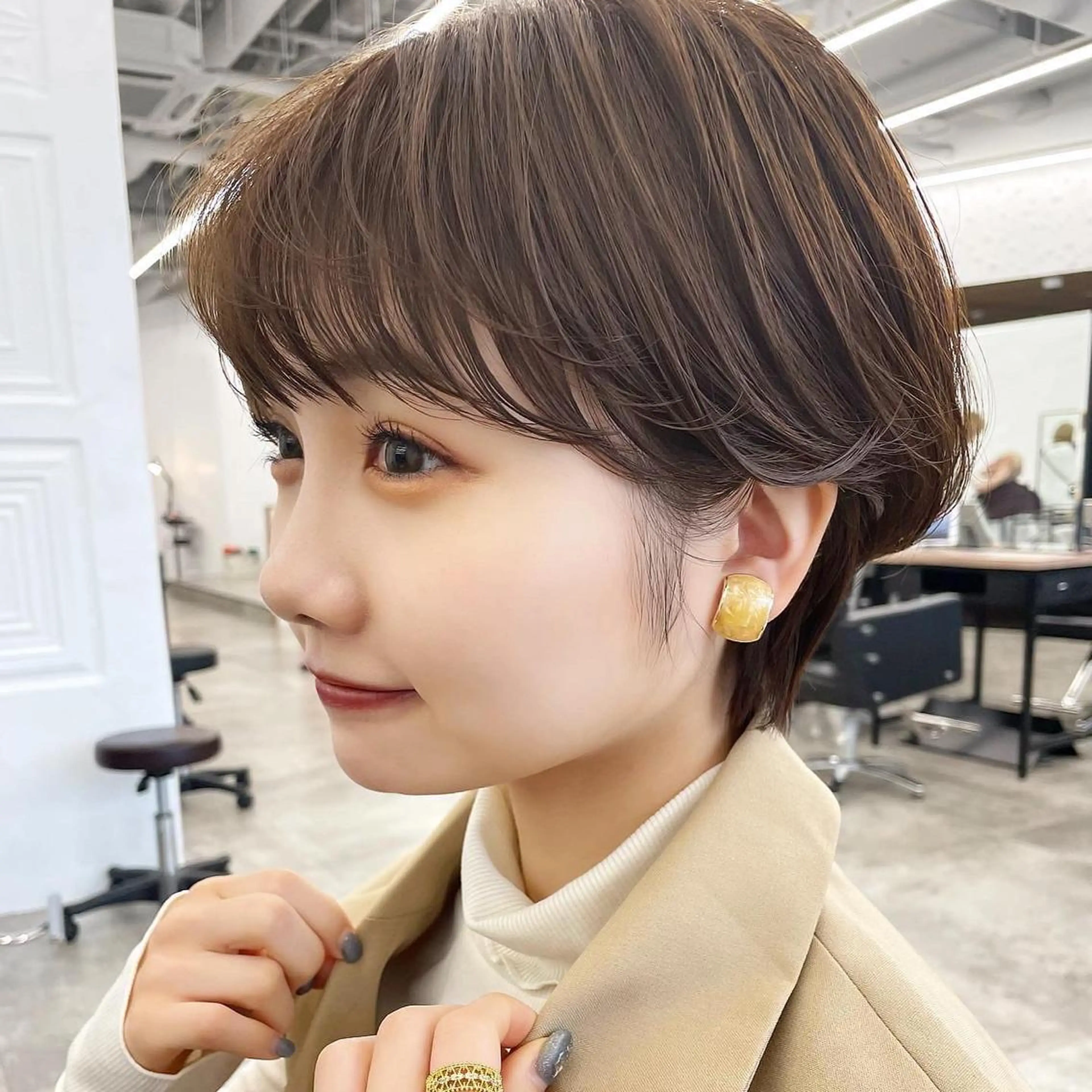 ショート パーマ ショートヘア カット パーマ レイヤー/ショート透 明感カラー/西田祐賀のヘアスタイル